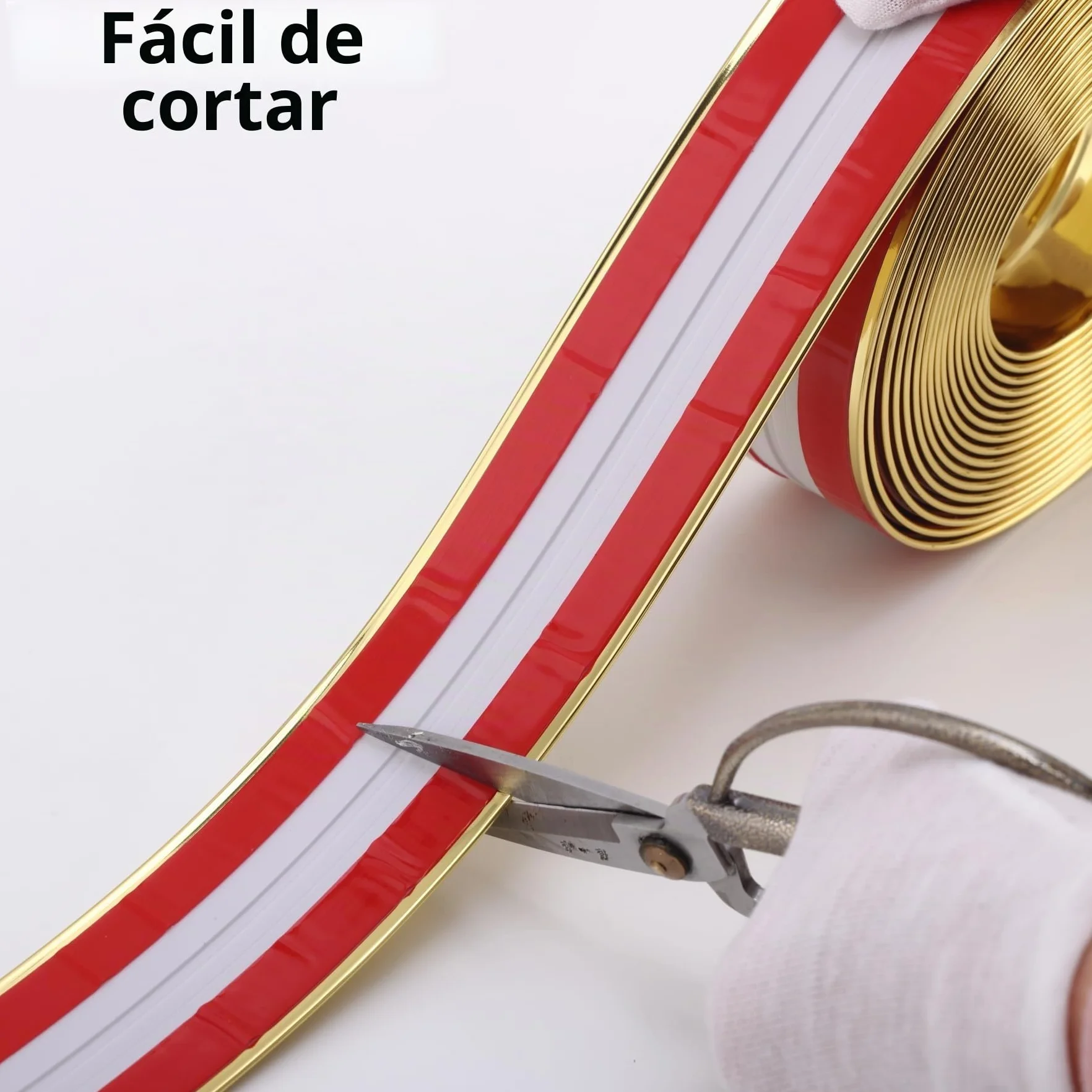 Trimold Brillante Dorado Moldura Multifuncional para Pared 5m x 2cm
