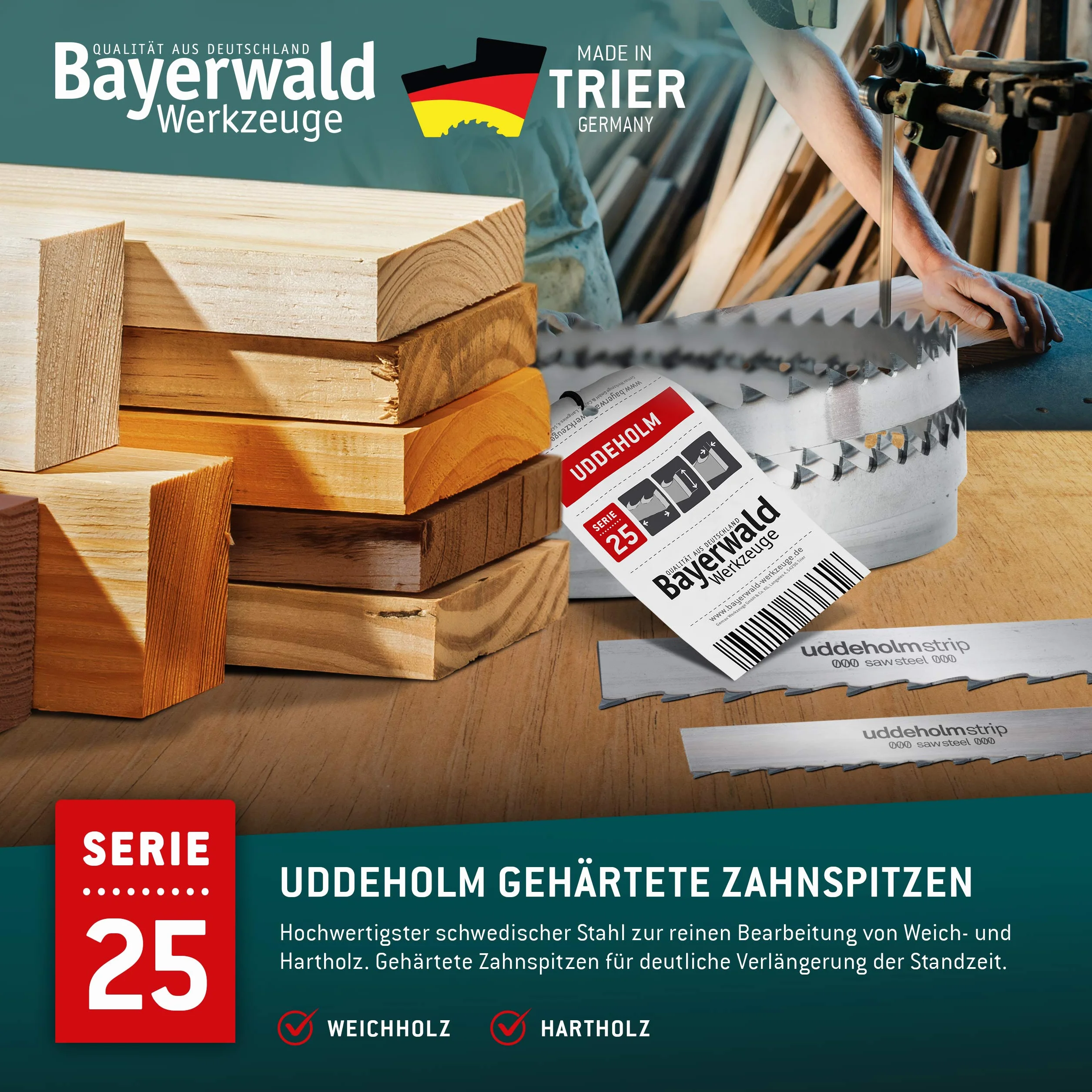 Bayerwald Uddeholm - Hoja de sierra de cinta (2240 x 15 x 0,5 x 6 mm, para todo tipo de madera/cinta de sierra, apta para Scheppach hbs 300)