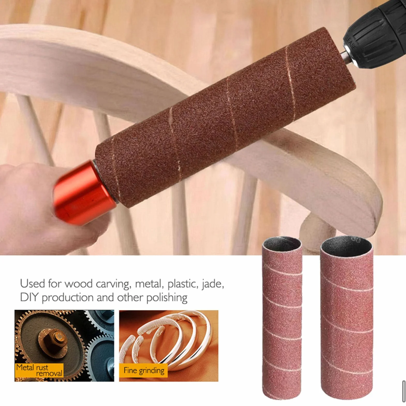 Kit de Tambor de Lijado con Prensa de Taladro de 1 tambour poncage perceuse 5 Pulgadas lija para taladro Estuche de Transporte para Herramientas, Adaptador de Lijadoras de rodillo