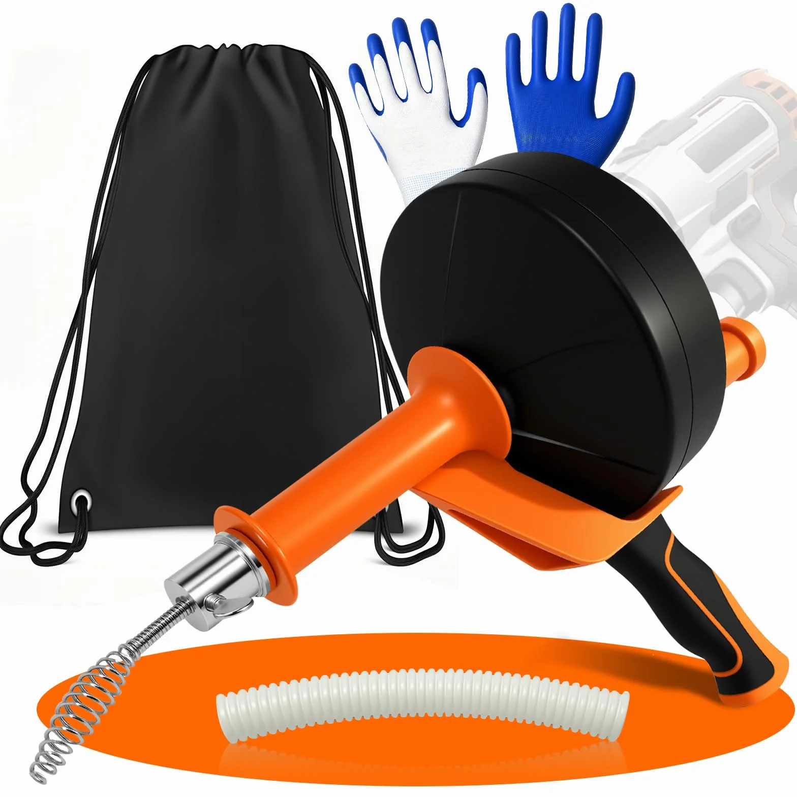 Desatascador Fregadero, 2 in 1 Espiral de Cable Desatascador Tuberias con Guantes para Desagües, Cocina, Baño, Fregaderos | Núcleo de muelles de acero galvanizado de alta resistencia de 10 m