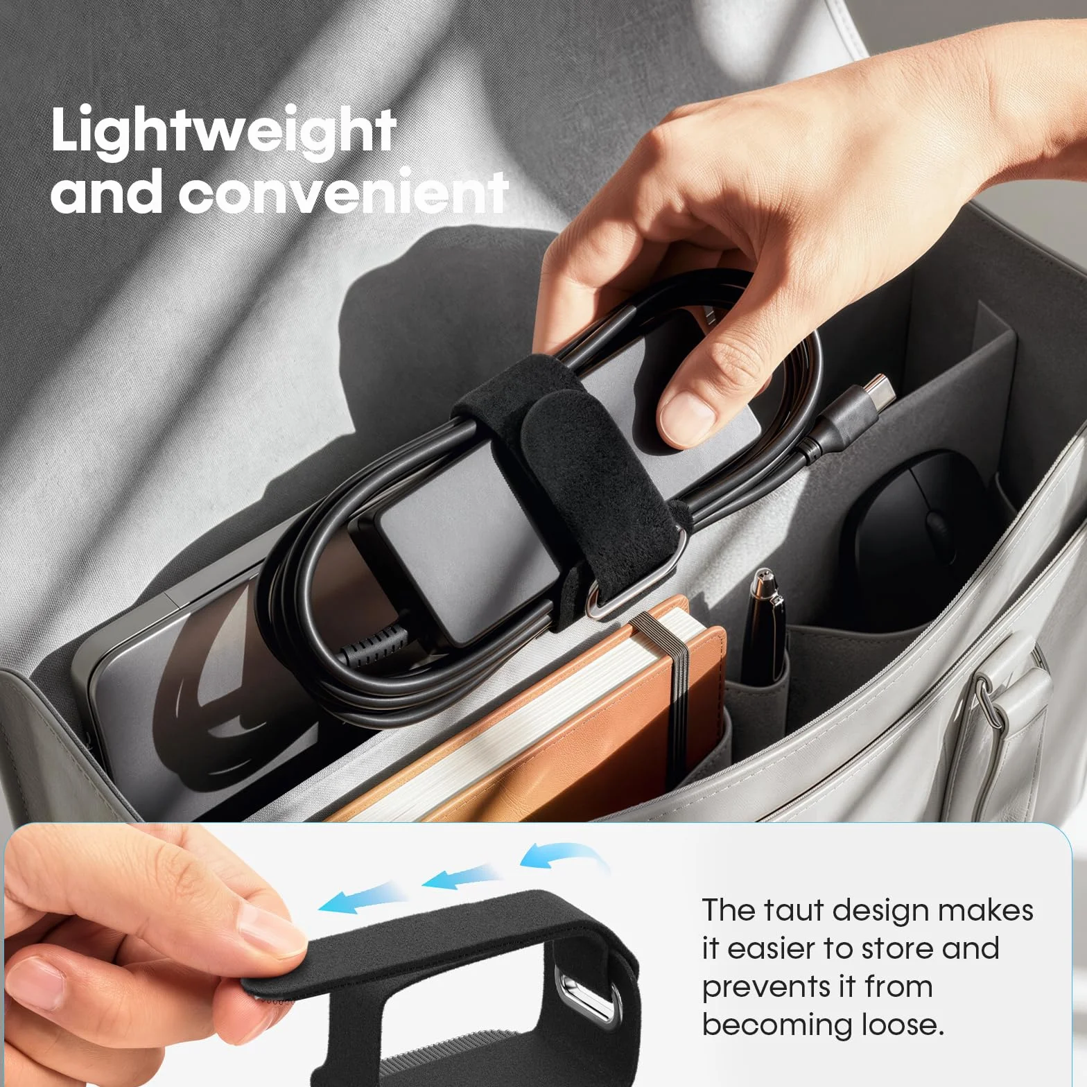 Organizador Cables Escritorio, Soporte Cables Grandes Haces con Cierre Hermético, 8 Pares