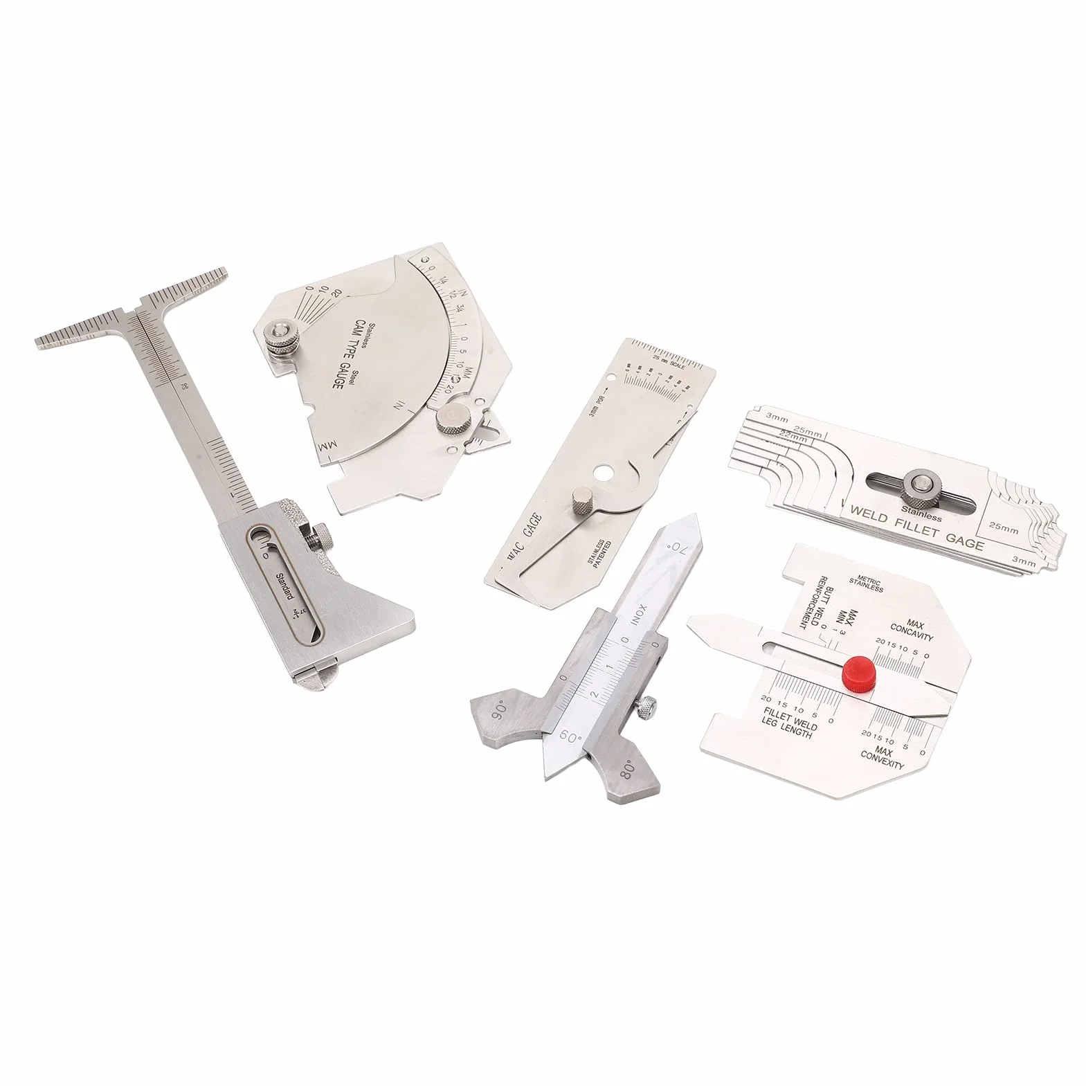 Kit de regalo de herramientas de soldadura con 6 piezas de calibre de soldadura de precisión, medidor de calibre para porosidad, pack de regalo profesional.