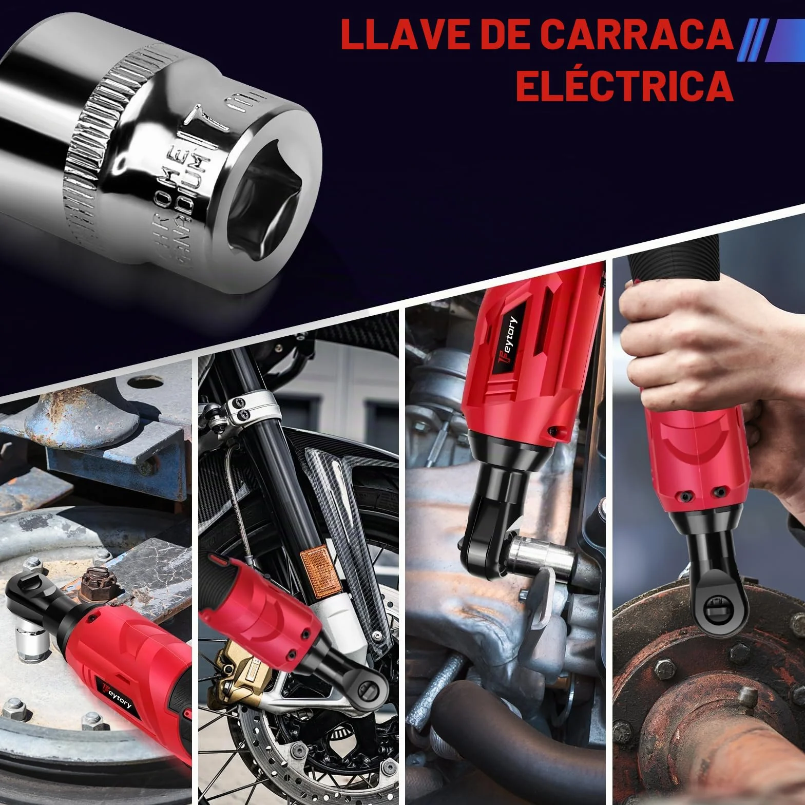 Juego de llaves de carraca eléctricas, batería de 12 V, llave de carraca de 3/8", con par de torsión de 40 nm, 0-300 rpm, con 2 baterías de 1500 mAh, 7 vasos, carraca eléctrica para muebles y coches
