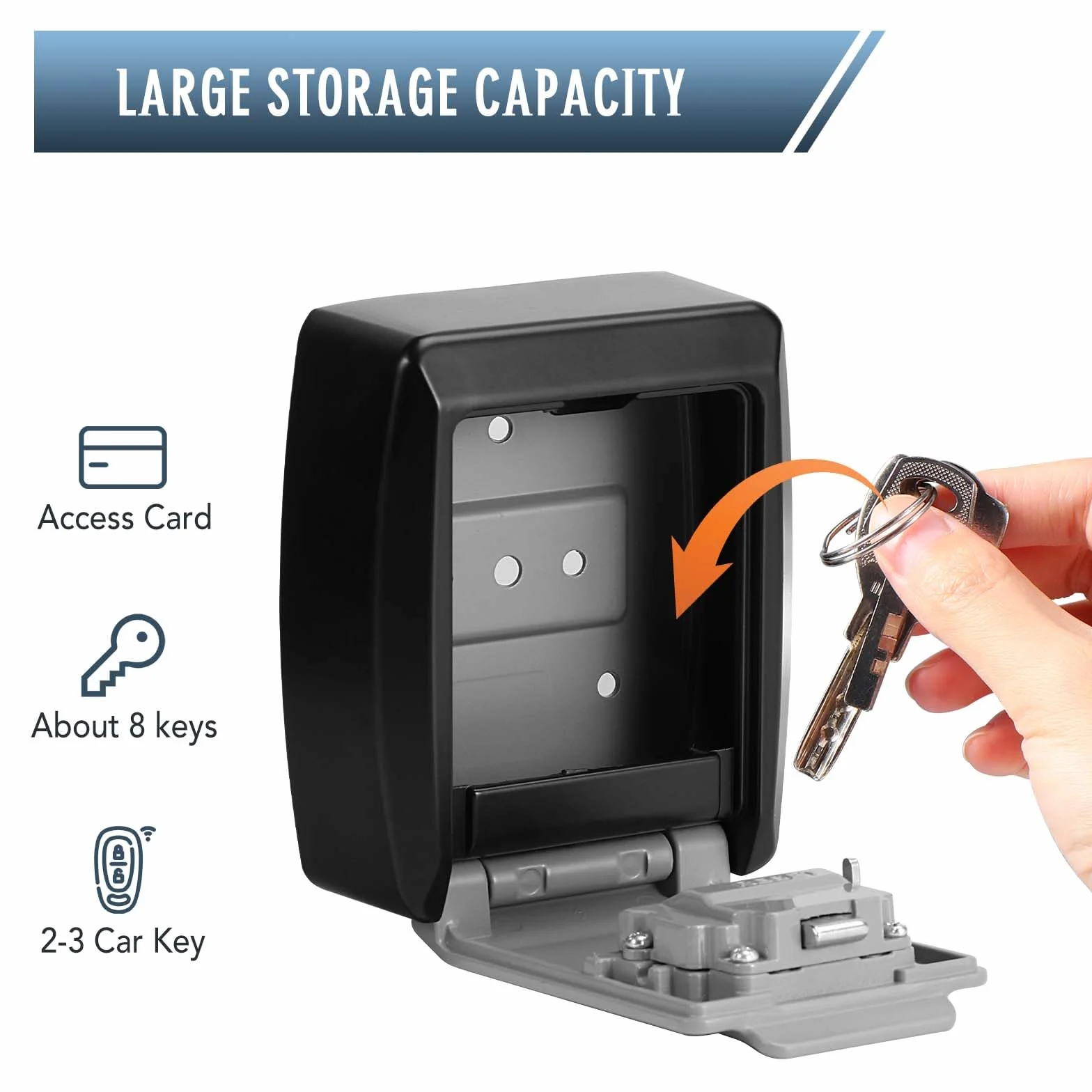 Vinabo Caja para Llaves, Caja de Seguridad para Llaves Exteriores con CóDigo de 4 DíGitos, C aja Seguridad Llaves de Pared Resistente al Agua y al óXido para Tarjetas (Gris)