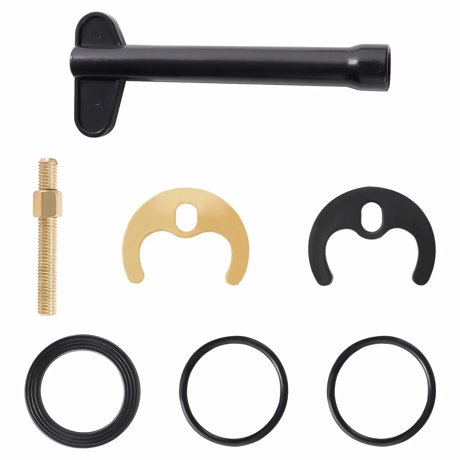 M8 Kit de Fijación de Grifo Monobloque, Fijación Grifo un Solo Orificio, con Llave Inglesa, para Cocina Baño Lavadero, Dorado