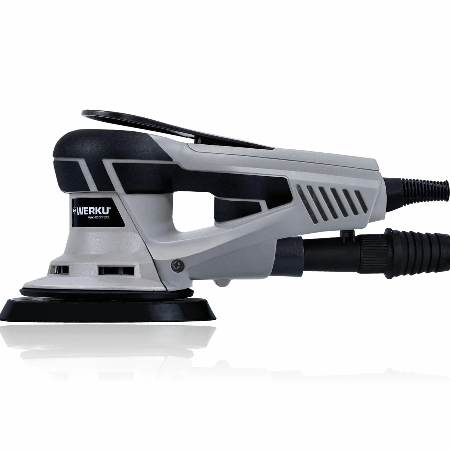 Werku WK400750, Lijadora Circular Rotorbital, Calidad Profesional, Motor Brushless, Potencia 350 W, Disco 150 mm, Órbita 5 mm, Incluye Disco Lijado y Manguera Aspiración