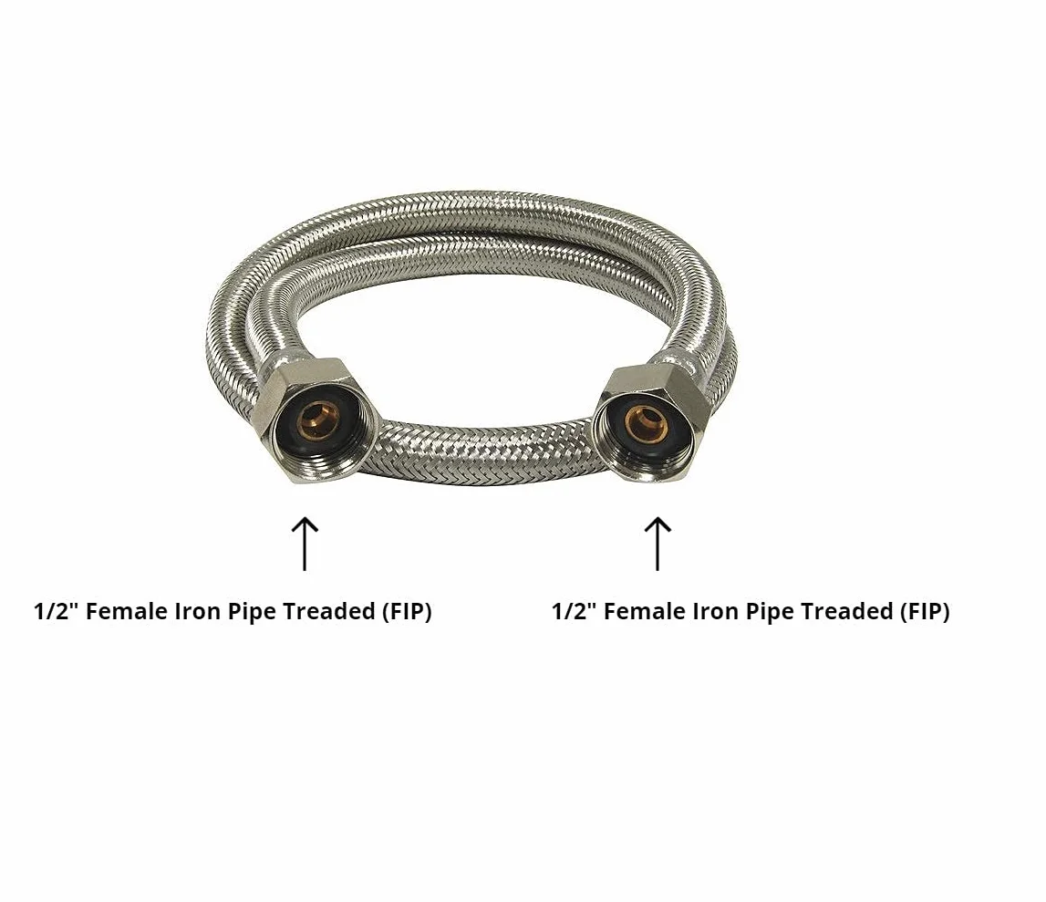 EZ-Fluid Línea de conector de grifo trenzado de acero inoxidable de 30 pulgadas, líneas de conector de manguera de suministro de agua para baño, fregadero de cocina, grifo de 1/2 pulgada FIP x 1/2