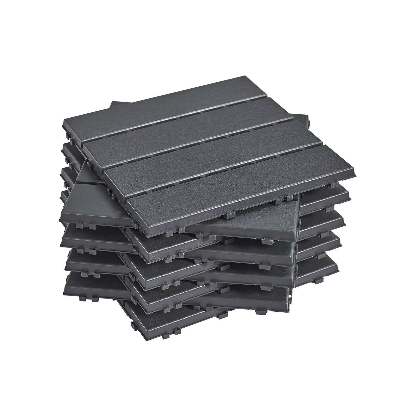 Sobuy Set Suelo Composite Exterior Antideslizante Impermeable 15 Piezas 30.5x30.5x2 cm