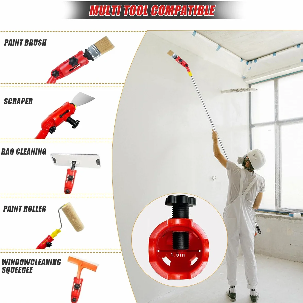 Kit Completo de Rodillos de Pintura 11 Piezas, Barra Extensible de 1,9m, Bandejas para Pintura, Extensor Multiangular para Paredes, Bordes y Techos