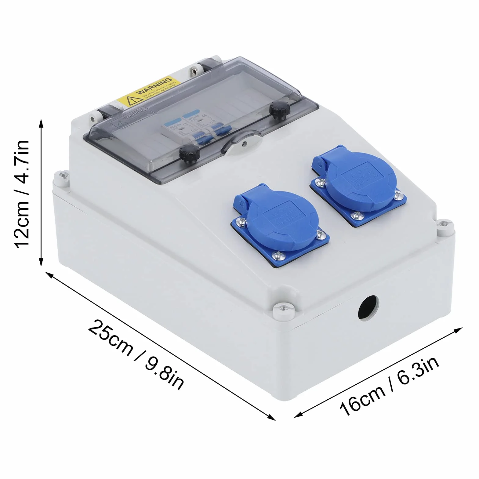 Distribuidor de pared de 2 posiciones, 16 A 220 – 250 V, distribuidor de corriente de construcción, distribuidor de corriente para montaje en pared, IP65 (enchufe de la UE)