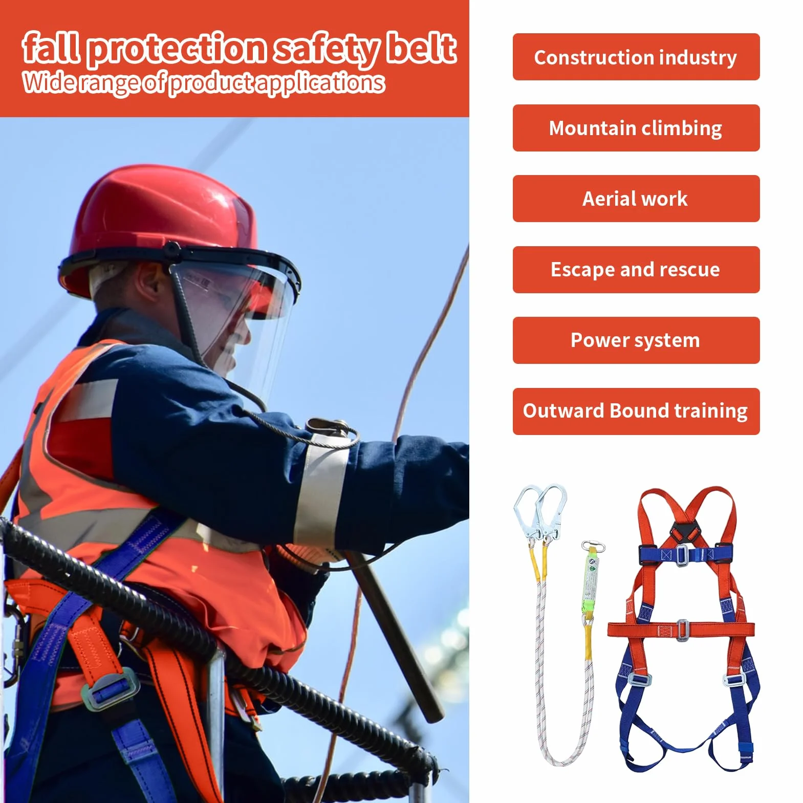 Arnés de Seguridad Anticaídas - Arnés de Cuerpo Completo 5 Puntos | Correas de Hombros Ajustables Equipo para Trabajos en Altura Caza Escalada,Hombre Caza Arborista Actividades Exteriores