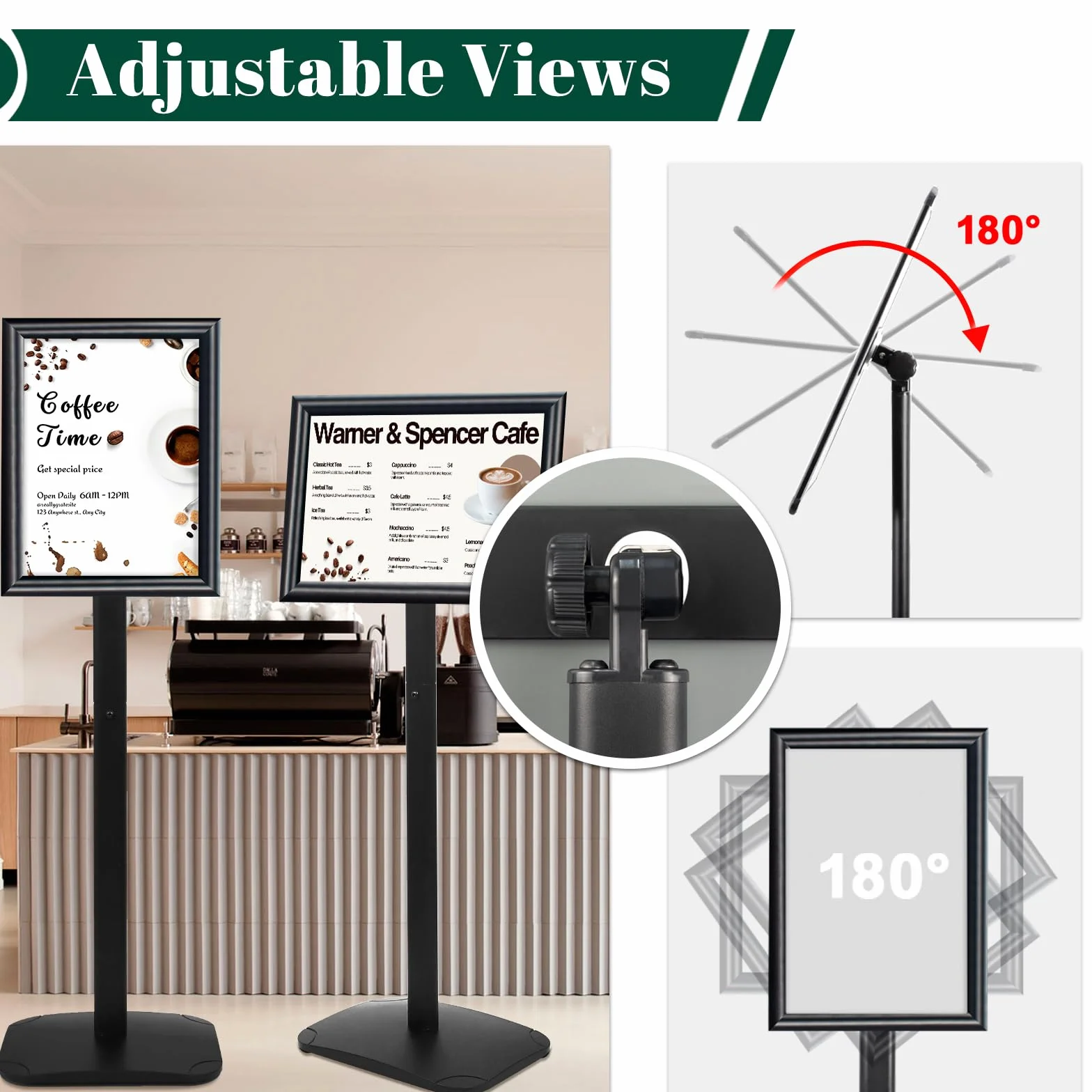 Expositores A3 Soporte de Panel Resistente Base Estable, Negro, Lote de 3