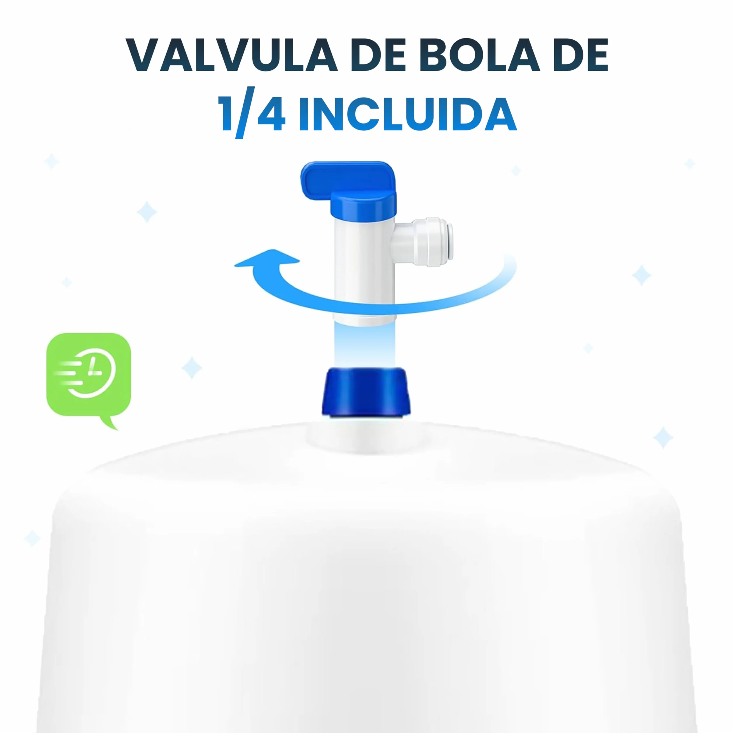 Deposito de Agua para Osmosis Inversa para Almacenamiento de 5 Litros de Agua Purificada y Filtrada Incluido Llave de Bola. Tanque de Agua para Osmosis Inverta 5 etapas Domestico JACAR