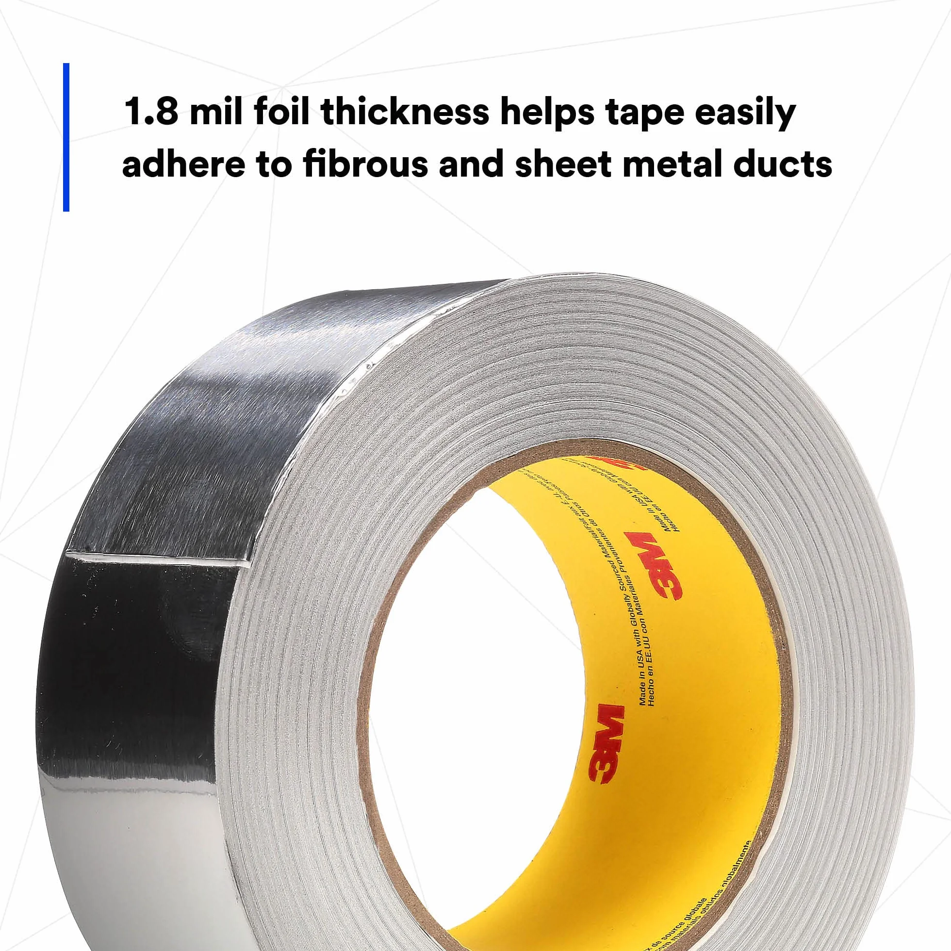 3M 3380 - Cinta de aluminio forrada (varios tamaños), color plateado, 48 mm x 45 m, 1