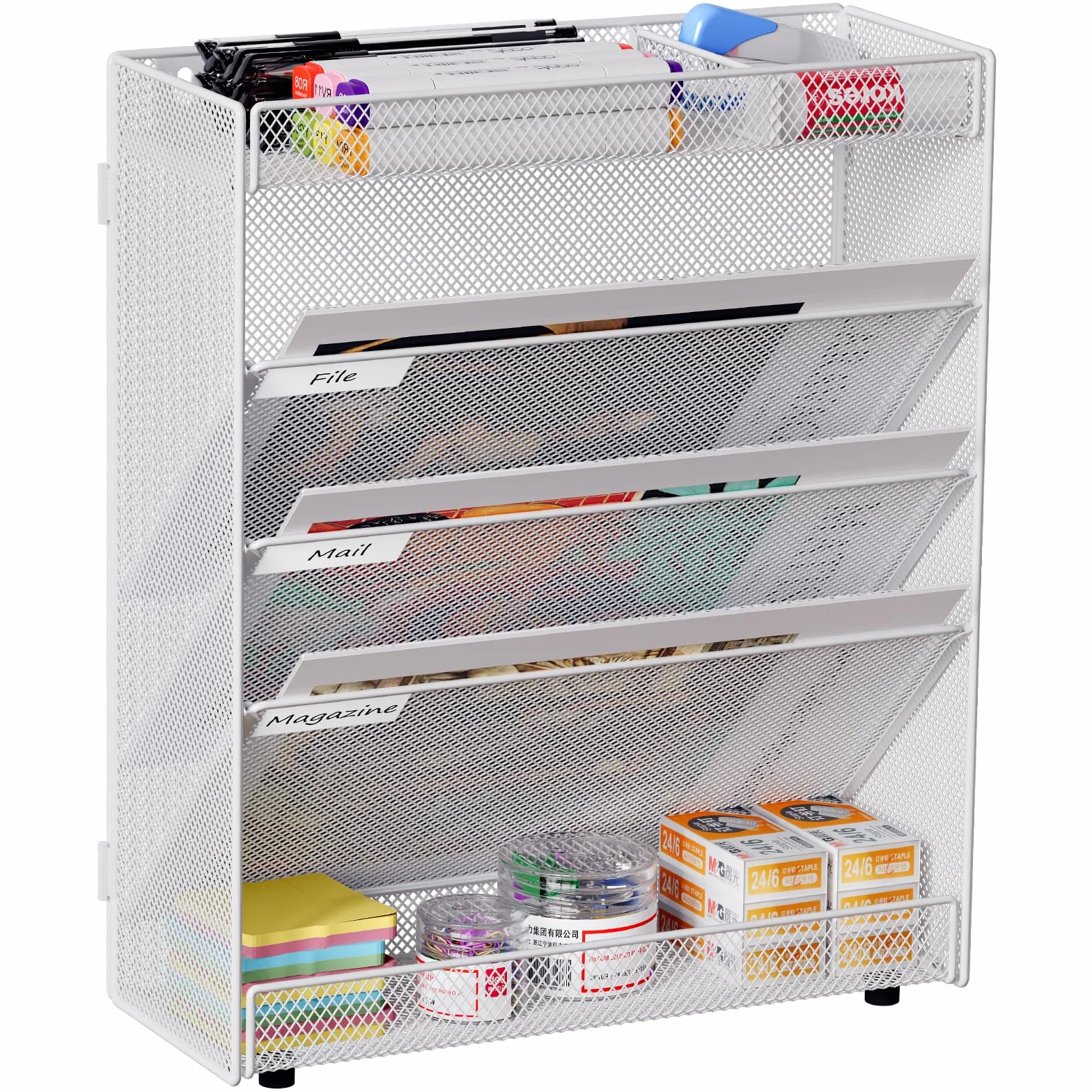 EasyPAG Organizador de pared de malla A5 niveles, blanco