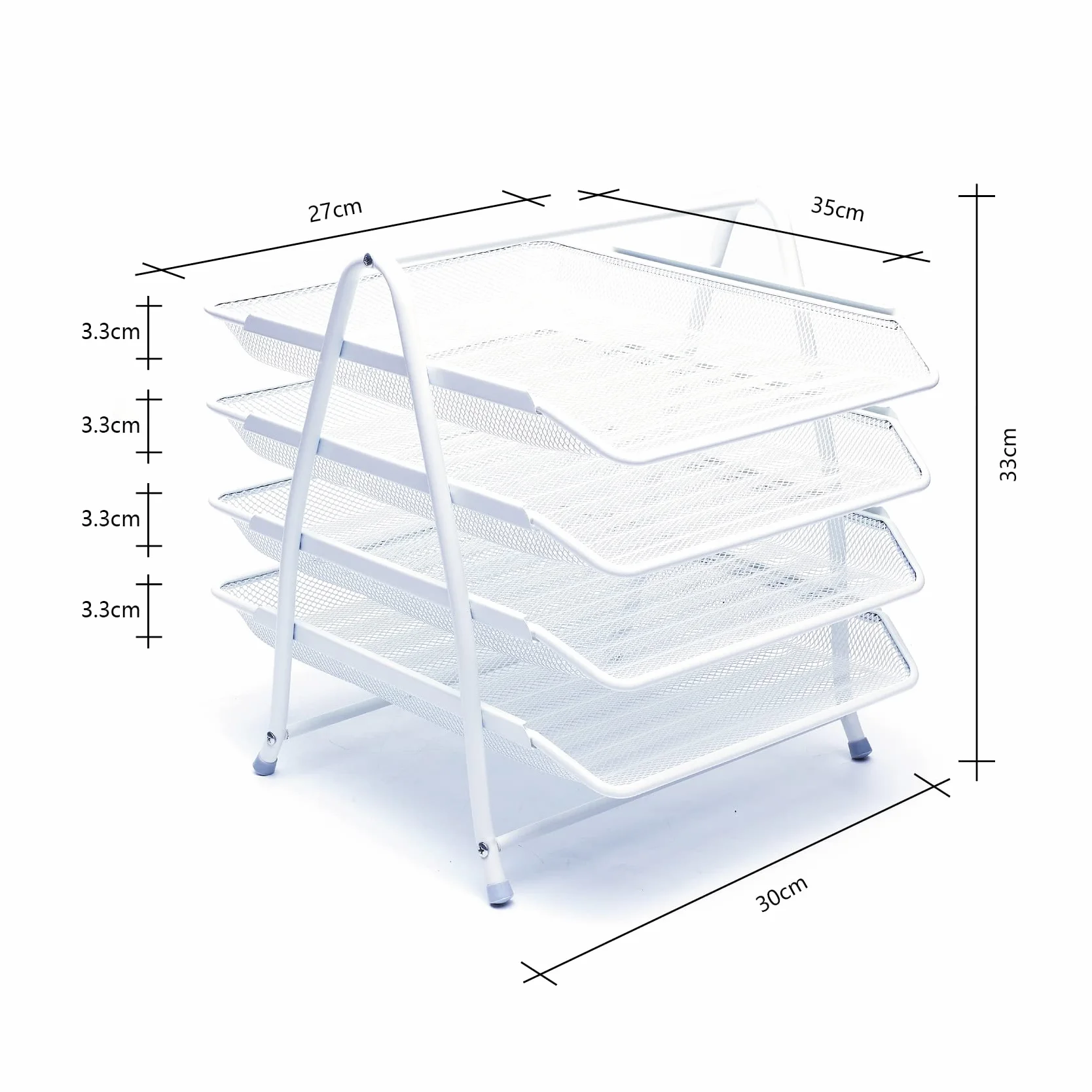 EXERZ Bandejas de Cartas de 4 Capas, Organizador de Escritorio, Soporte para Archivos, Estante de Metal Malla de Alambre Blanco