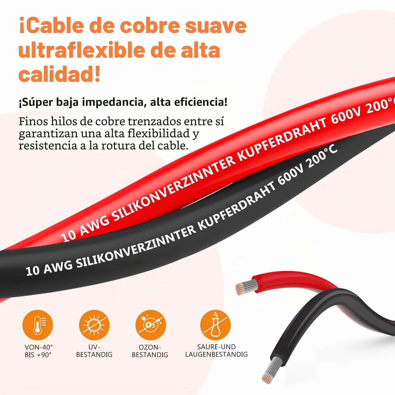 Cable de silicona 5,3mm² 10AWG súper flexible 5m 2.5m negro 2.5m rojo para modelos RC electrodomésticos