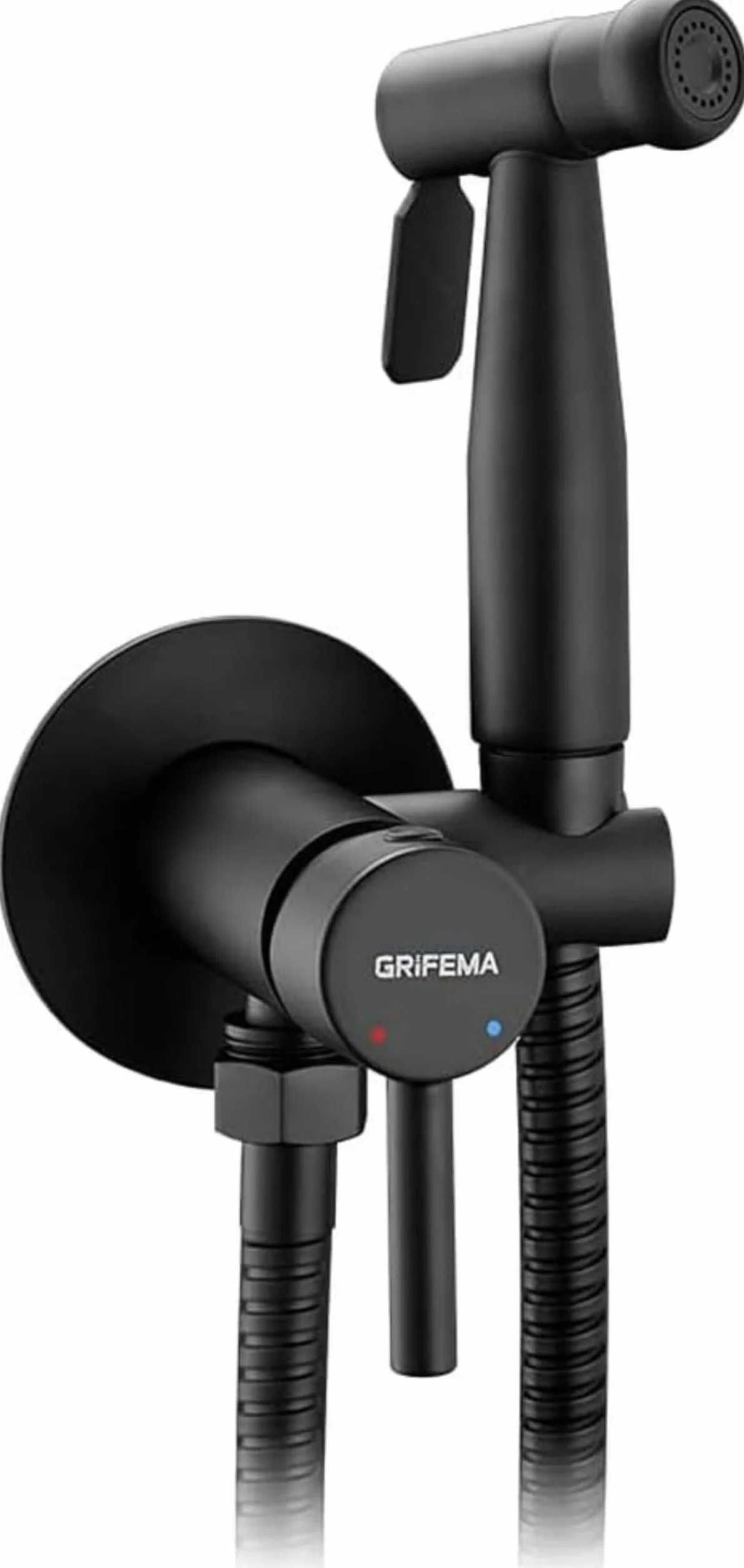 GRIFEMA G154B-1 Grifo bidet negro Monomando Empotrar para Bidé WC Agua Caliente y Fría Ducha Mano Soporte Manguera Flexo 1.2 m