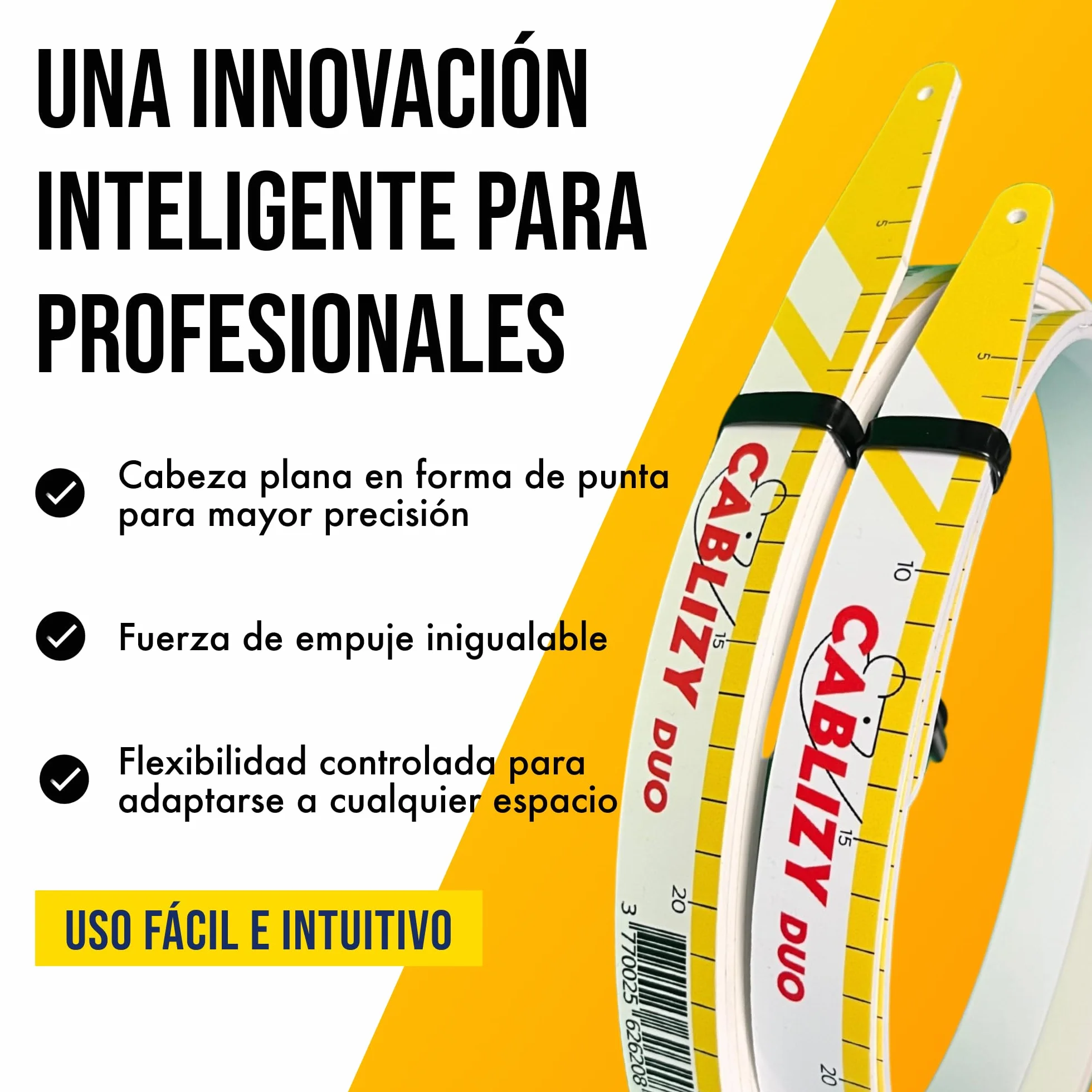 DUO – Guía Pasacables Profesional 3m + 1,5m | Herramienta Flexible y Resistente para Electricistas | Ideal para Instalaciones en Conductos, Paredes y Techos Falsos