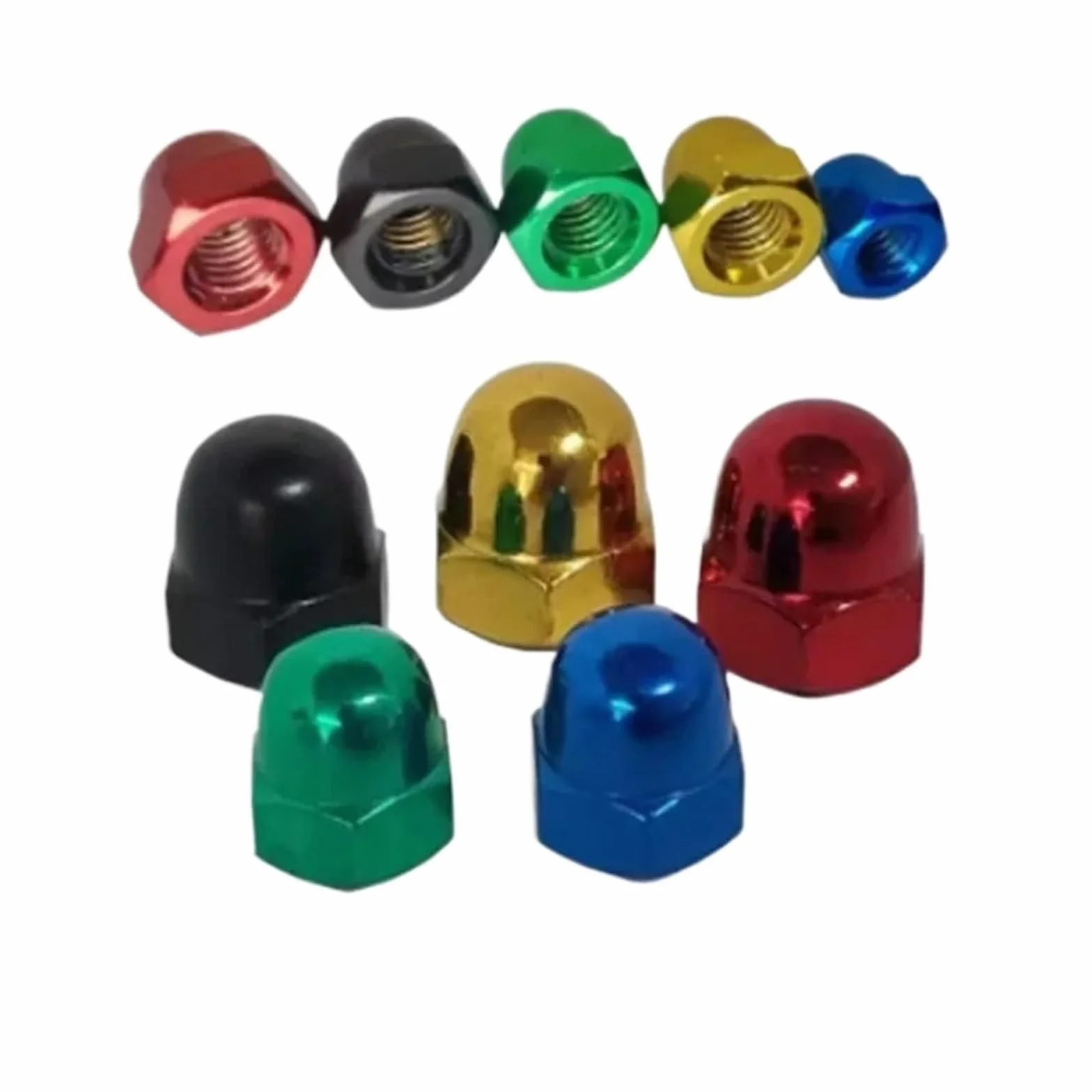 2-5 uds tuerca ciega de bellota M6 M8 M10 M12 de acero con colorido rojo azul dorado negro verde tapas decorativas for tuercas(Gloden colour,M10 2pcs)