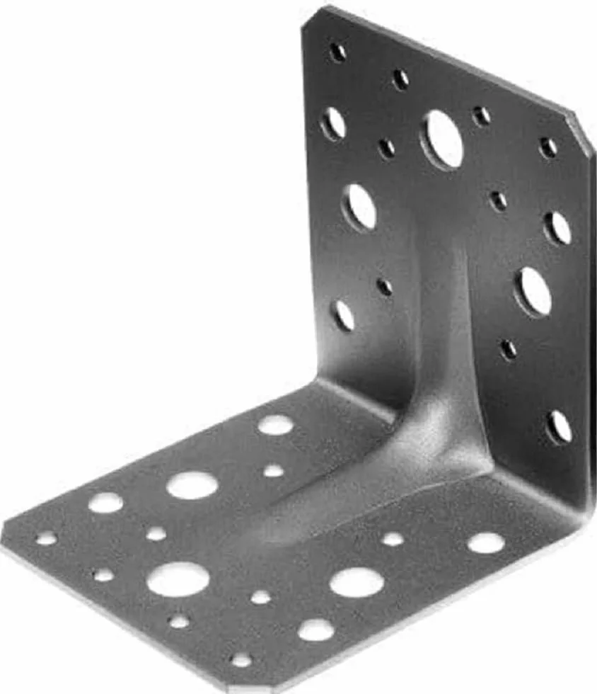 Alberts 330521 Escuadra reforzada con nervio, Galvanizado Sendzimir, 105 x 105 x 90 mm, Juego de 12