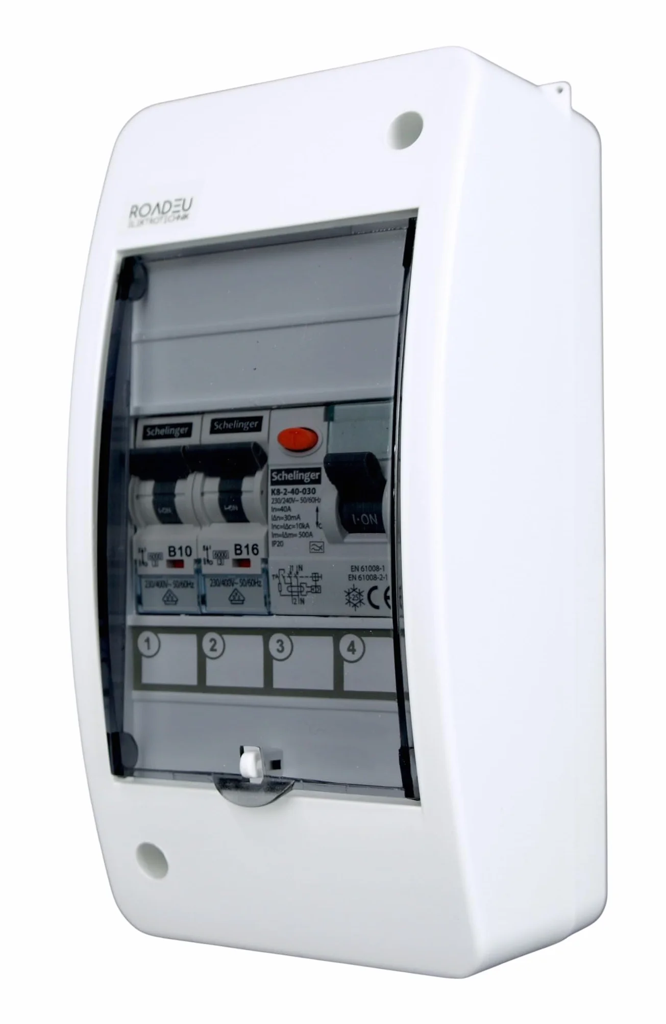 RoadEu - Cuadro eléctrico de la casa con interruptor diferencial 40A 2P tipo A/AC y Interruptor termomagnético LS B16A, B10A. Caja de fusibles 230V, totalmente cableado.