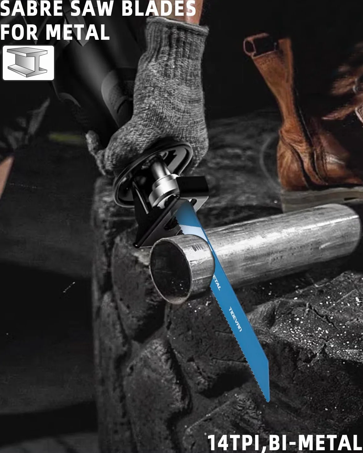 Accesorios de Sierra de Sable,Juego de 14 Hojas de Sierra de Sable 150mm Juego de Hojas de Sierra con Caja de Almacenamiento para Corte Metal Metal Delgado Plástico Madera y Madera con Clavos