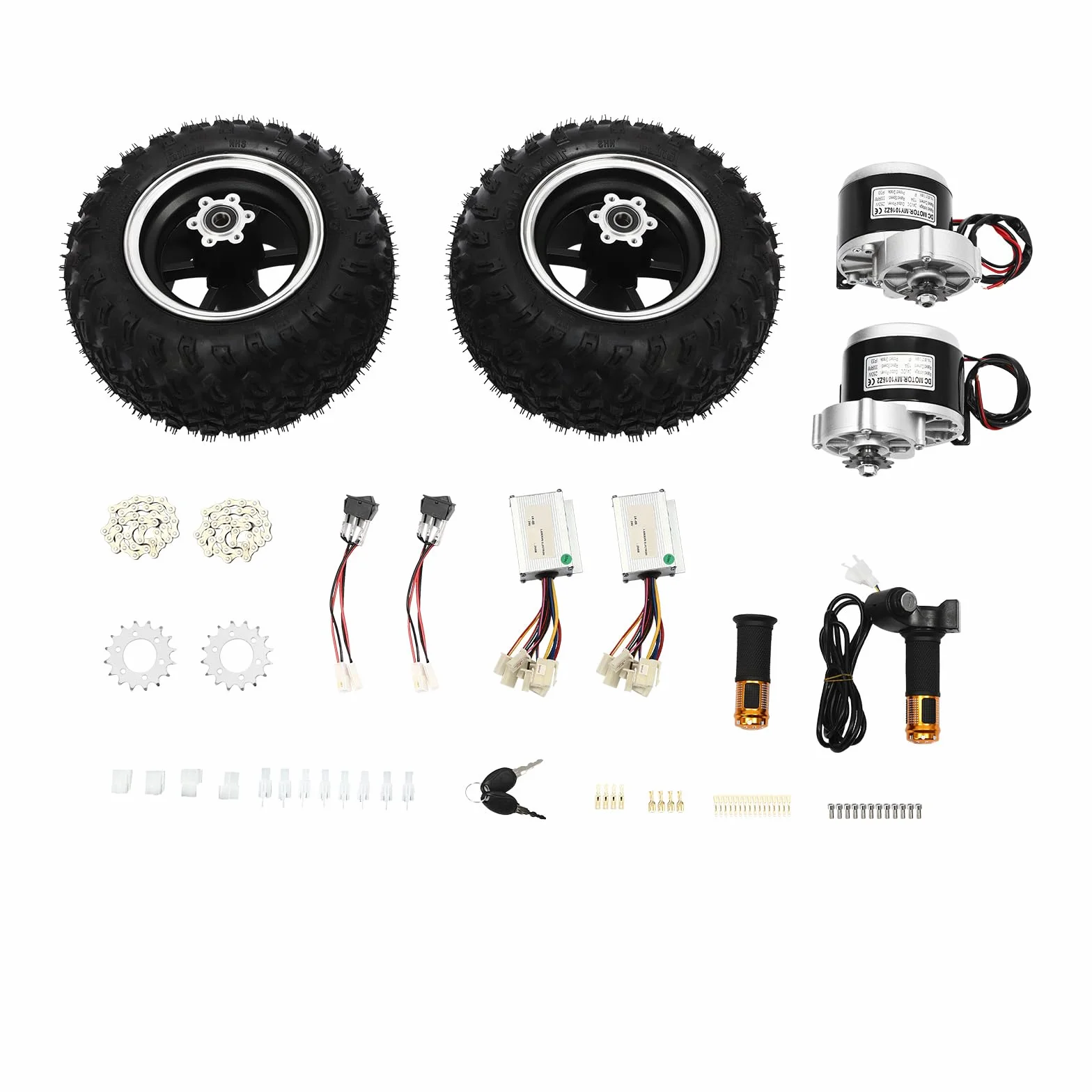 Kit de motor eléctrico 24V 250W Dual Drive Go Kart 6,21 km/h, conversión eléctrica Gokart 10 pulgadas 0,8 N.M, juego de ruedas dobles