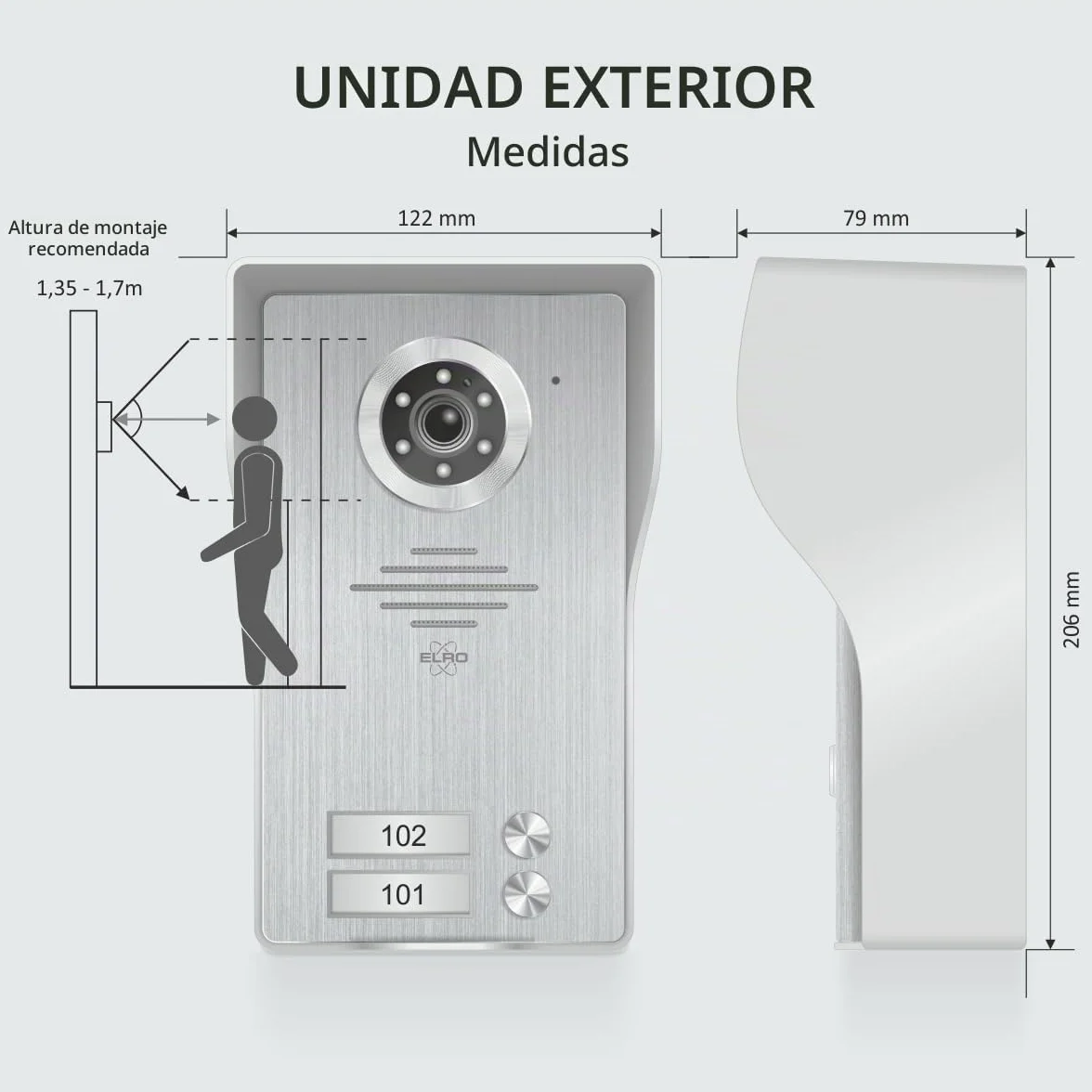 ELRO DV4000IP-2 Kit de Videoportero IP WiFi │ 2 Apartamentos │ Cámara 1080P Full HD con visión Nocturna │ Cable de 4 Hilos │ 16 Tonos de Llamada