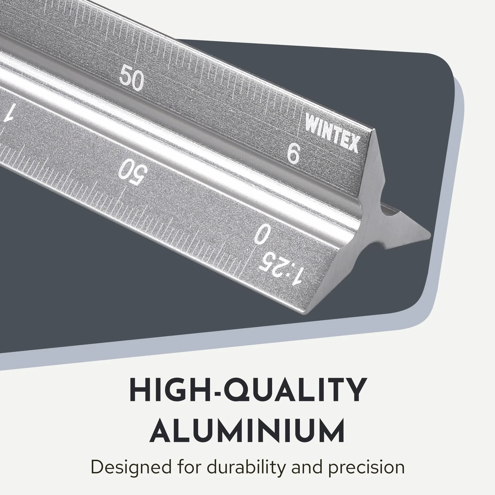 WINTEX Escalimetro Profesional 30 cm Triangular de Aluminio 1:20 1:50 1:75 1:100 1:125 con Bolsa