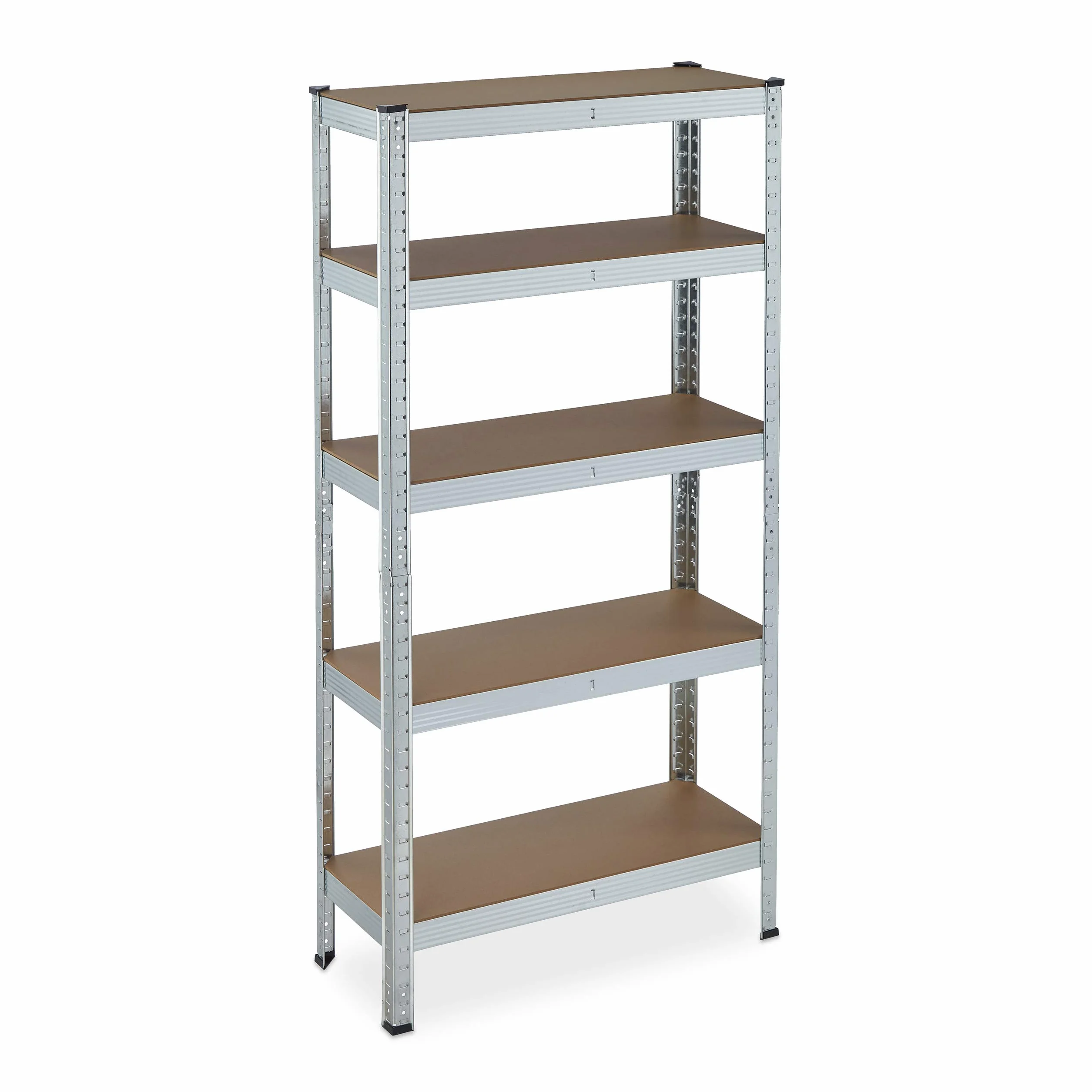 Relaxdays Estantería Galvanizada para Carga Pesada, hasta 875kg, 150x75x30 cm, 5 Baldas, Encaje, Acero, Sótano, Plateado