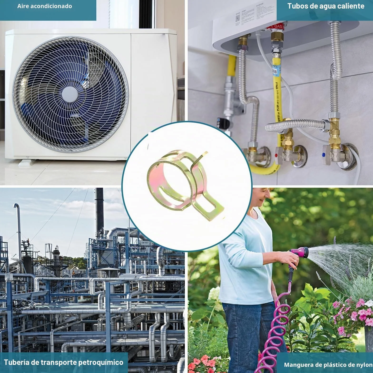 HSEAMALL 100 abrazaderas de resorte, clips de línea de combustible, tubo de aire, tubo de agua, abrazadera de manguera de vacío de silicona, 6-22 mm, 10 tamaños