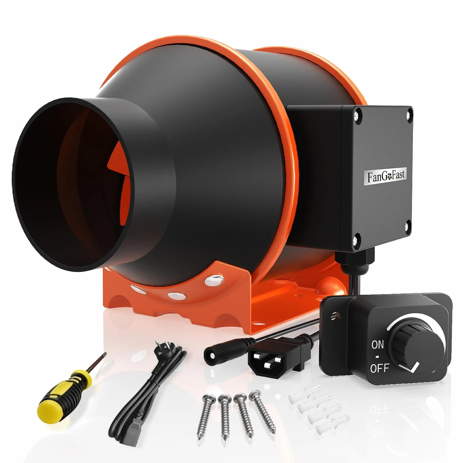 FanGoFast Extractor de Aire 100mm 360 m³/h En Línea Ventilador Extractor de Conducto con enchufe IEC