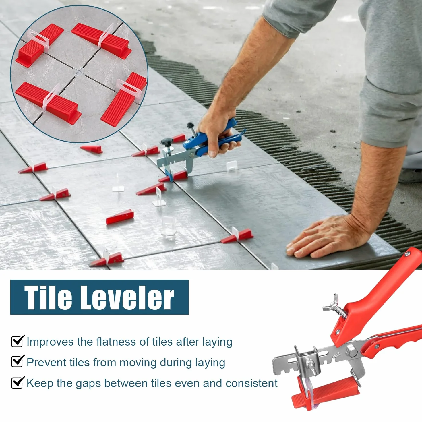 601 Piezas Niveladores de Azulejos Cuñas Niveladoras Suelo Clips Espaciadores de 3 mm Sistema de Nivelación de Azulejos con Pinza de Ajuste de Baldosas para la Ayuda a la Colocación de Baldosas