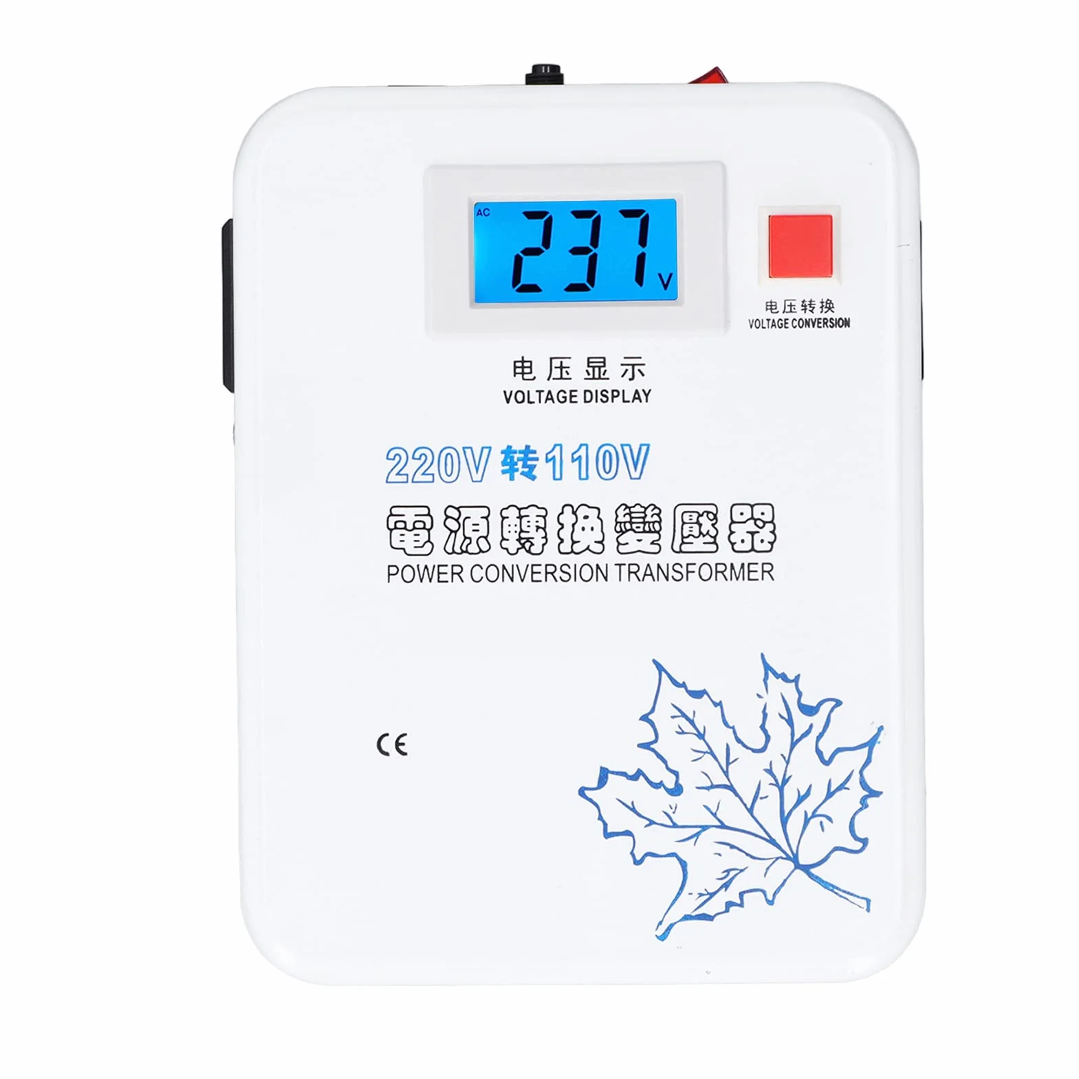 Transformador de Voltaje, Protección de Circuito Refrigeración Convertidor de Potencia Reductor de Baja Frecuencia Monofásico 220V a 110V para Aparatos Eléctricos (Enchufe de la UE)