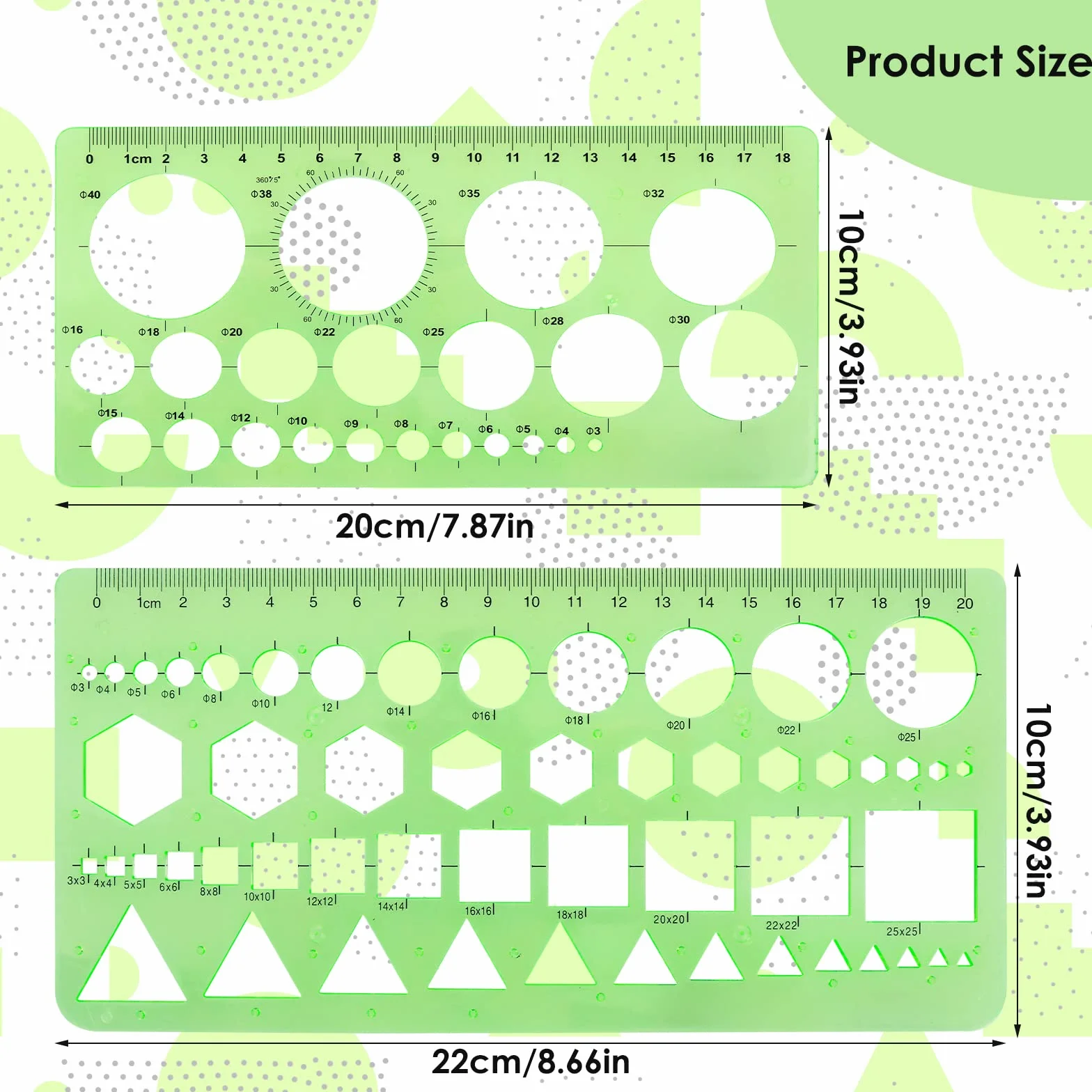 TIESOME Círculo Stencil para Dibujo, 2 Piezas Quilling Stencil Naranja Transparente Plantillas Reglas