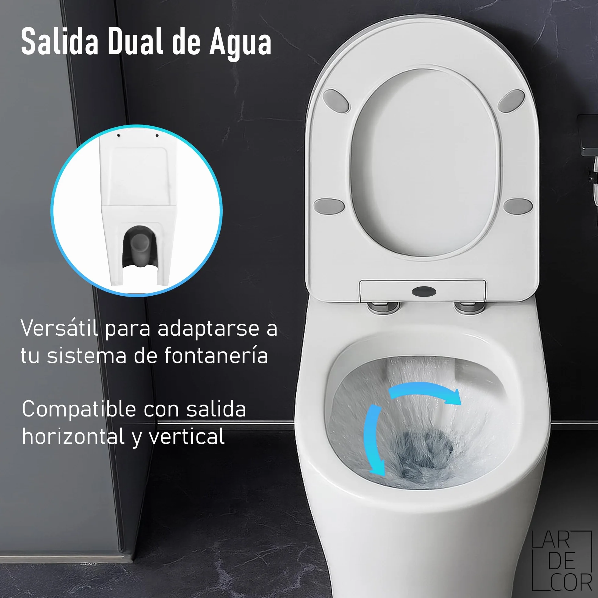 WC Inodoro Completo con Sistema Rimless Antibacterias | 605×370×800 mm | Váter de Baño de Cerámica, Tapa Dura Extrafina UF Amortiguada, Retrete de Doble Descarga y Ahorro de Agua (Blanco)