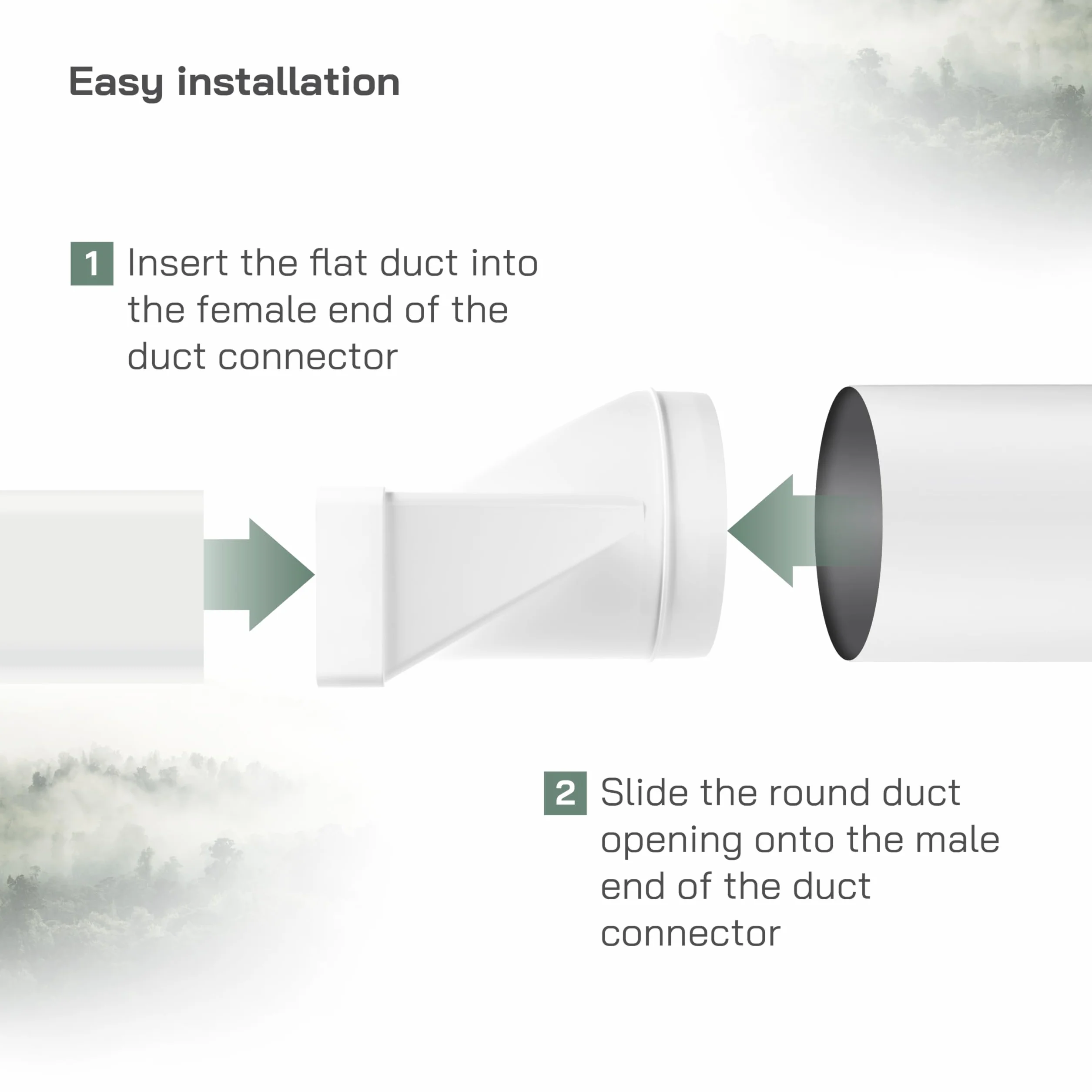 Vent Systems 220x90 mm en el conector de tubería rectangular de Ø150 mm para la conexión del tubo redondo. Sistema de ventilación, calefacción, enfriamiento - No apto para equipos de AC.