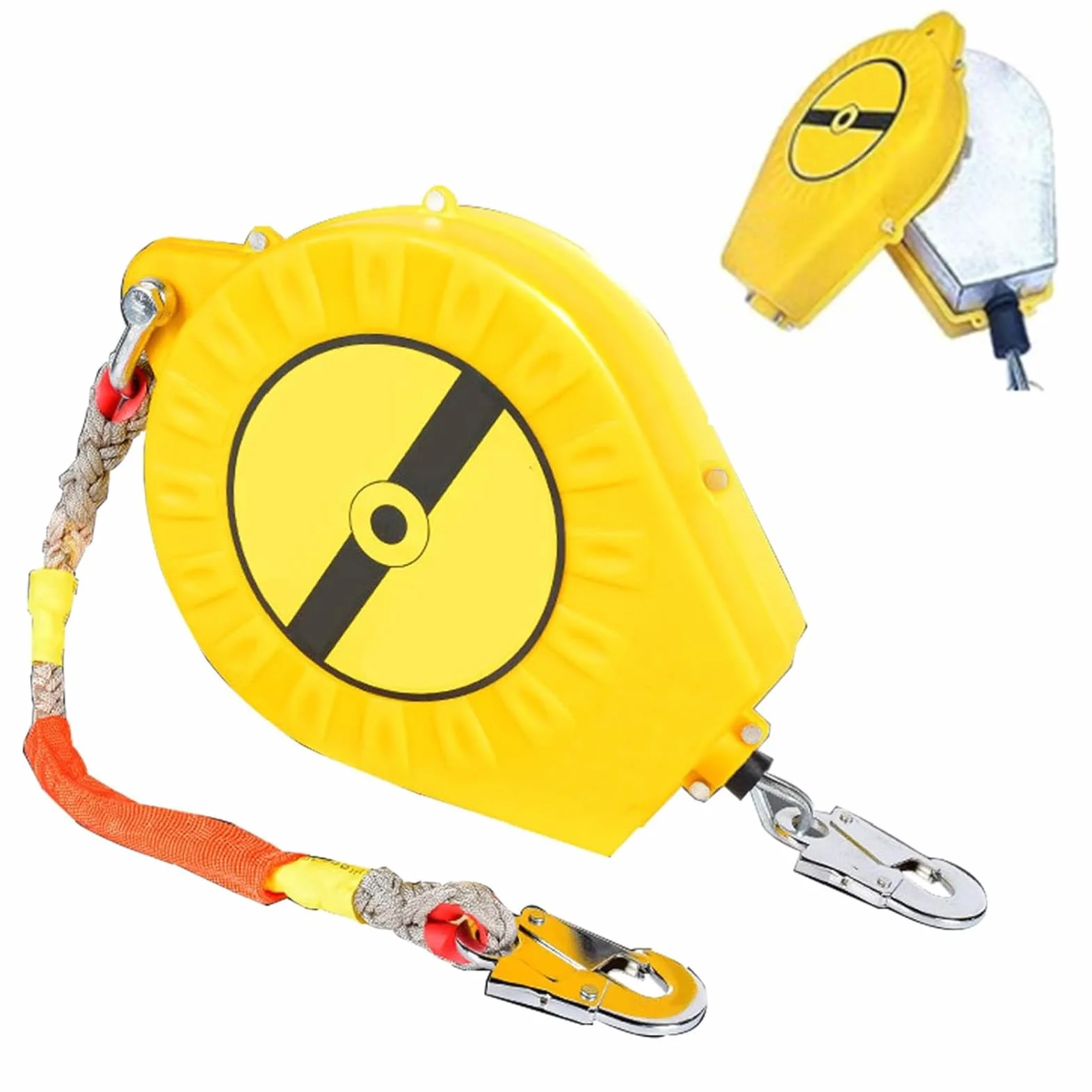 Dispositivo Anticaidas Retráctil Seguridad, Linea de Vida Retractil Homologado 150 kg, Verde/Amarillo Arnés de Seguridad Anticaídas Retráctil 3-20m para Trabajo en Tejados(Amarillo,10 Metros)