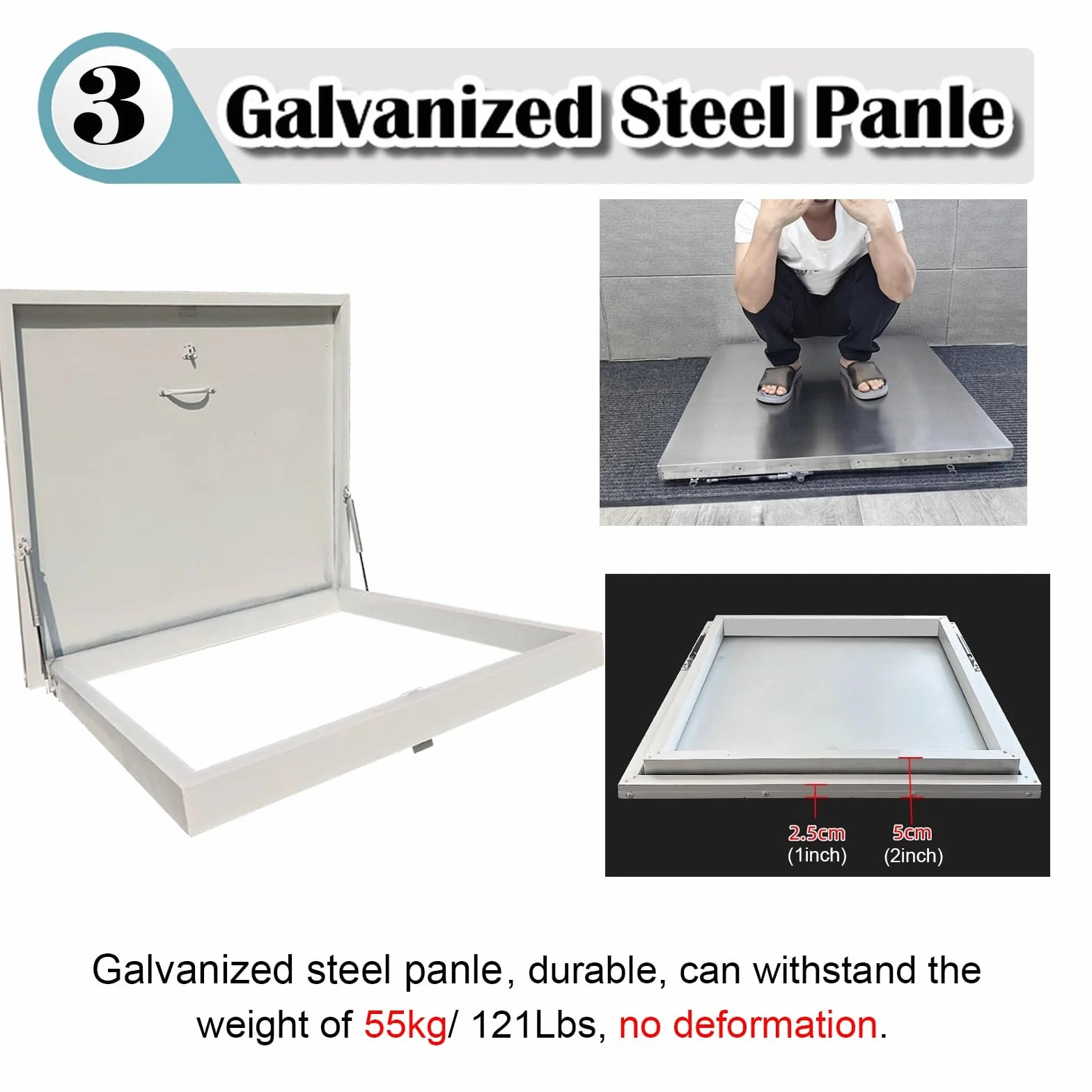 Genérico Puerta de Acceso para Techo Personalizable, Resistente y Resistente, antirrobo e Impermeable para Mantenimiento de sótanos, trampilla de Acceso de Metal (65 x 55 cm/25,6 x 21,7 Pulgadas)