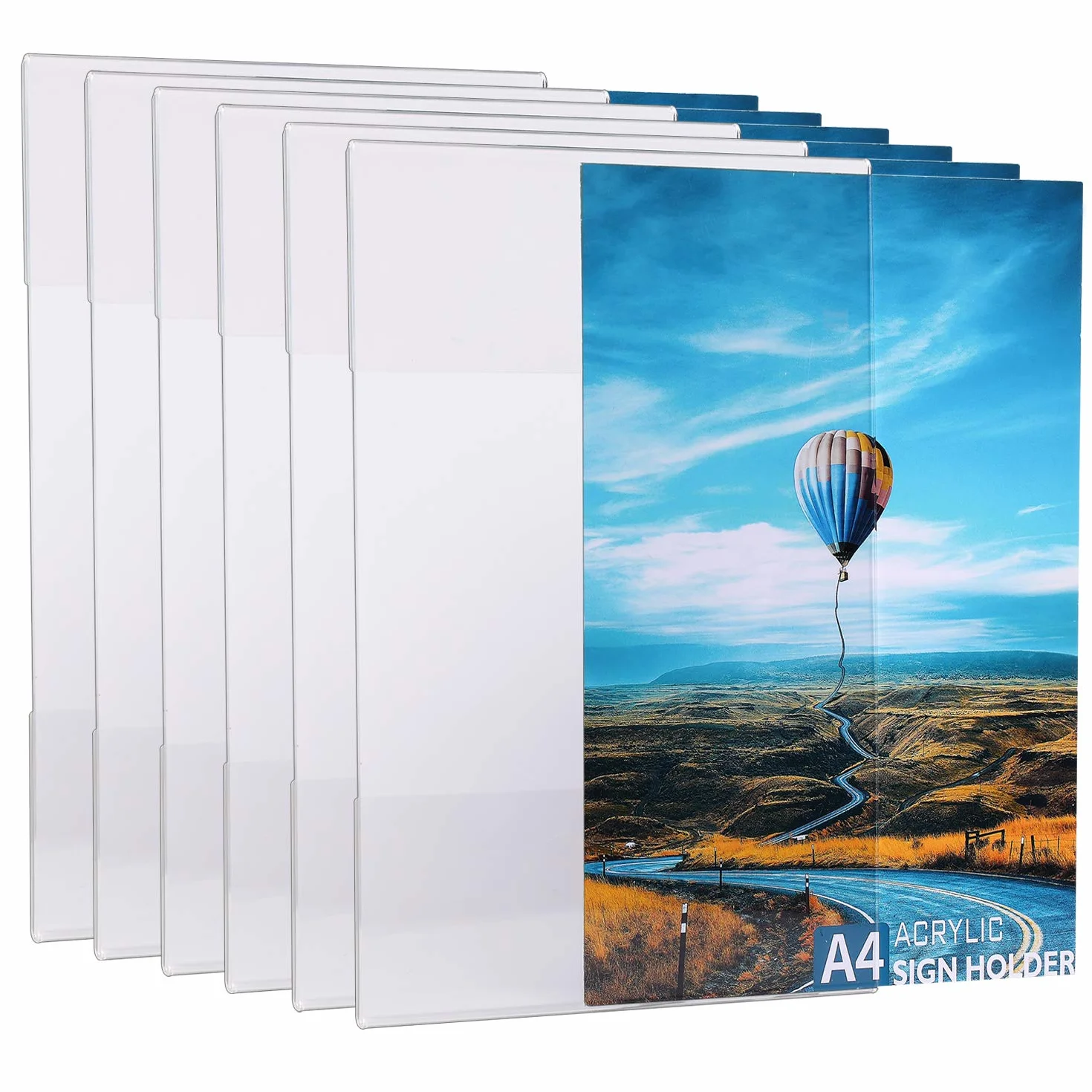 Soporte Acrílico para Pared A4 Transparente Adhesivo sin Perforaciones (6 unidades)