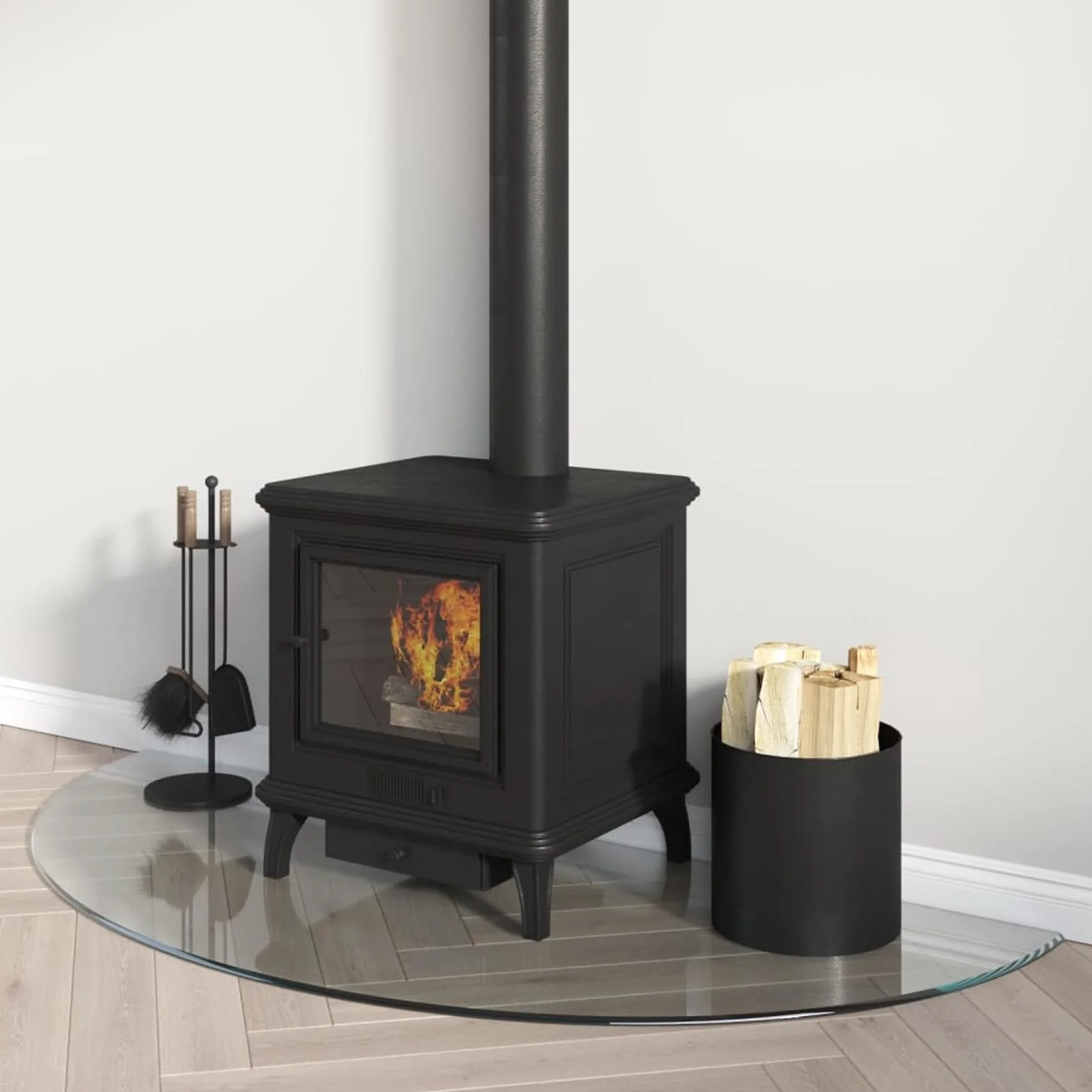Placa de vidrio para chimenea, semicircular, 1200 x 500 mm, protector de suelo para parquet y superficies laminadas, base de estufa resistente a altas temperaturas, cubierta de piso de vidrio