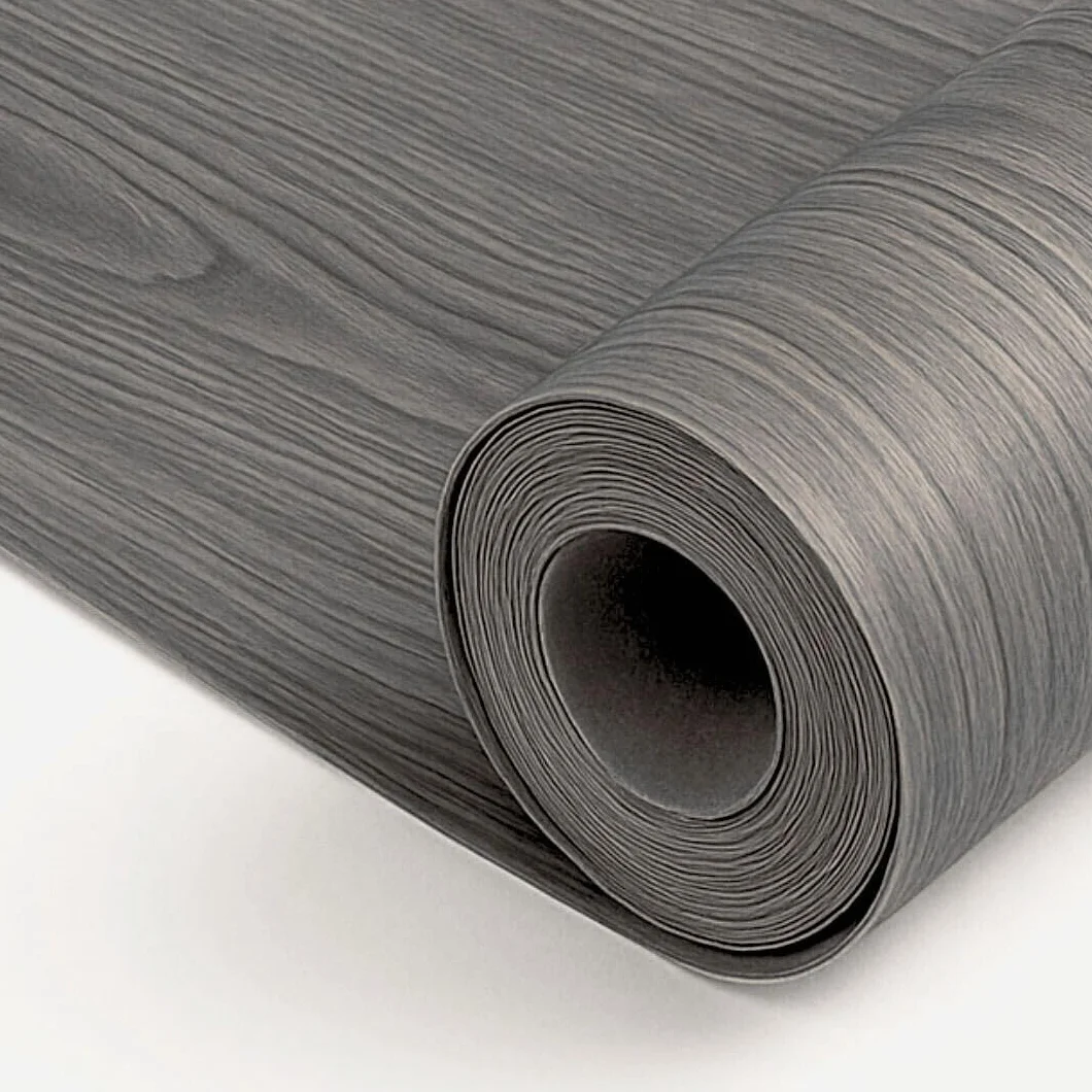 Suelo de Vinilo Para Instalar en Rollo | Suelo PVC Decorativo Hogar, Cocina, Baño, Salón | Suelo Efecto Madera | Suelo PVC Roble Gris Antracita Estriado (140_X_900_CM)