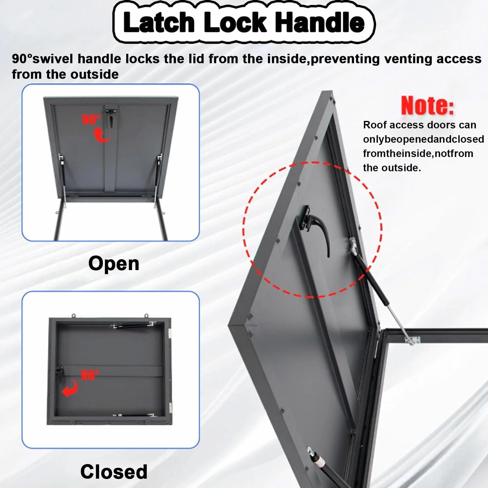 Trampilla de acceso a techo, galvanizada, impermeable, antirrobo, tragaluz, trampilla de techo, tragaluz, cubierta de trampilla de mantenimiento de techo, trampilla de seguridad de techo,95x95cm