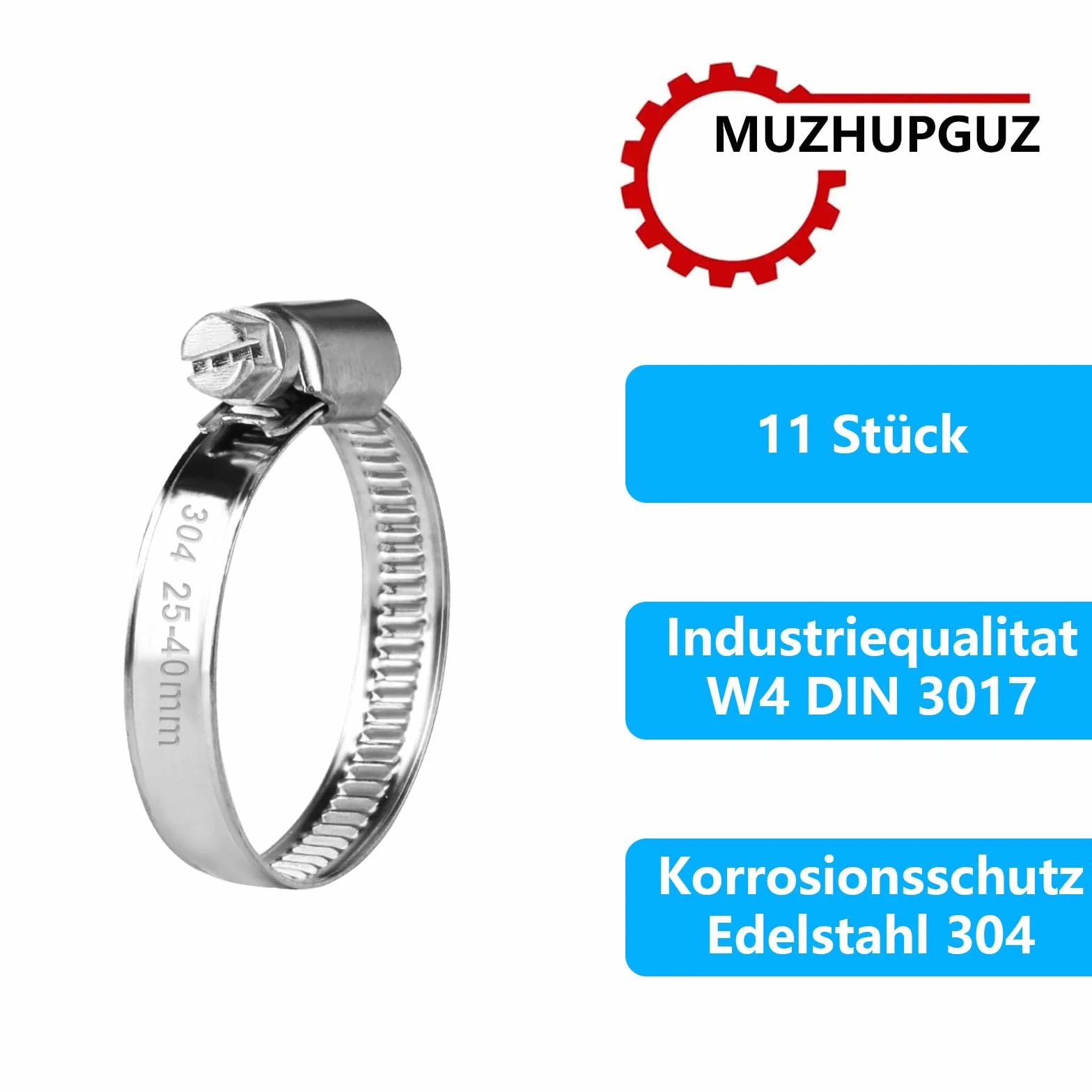 11 Pcs Abrazaderas Metalicas para Tubos, Abrazaderas de Acero Inoxidable Ajustable 25-40 mm, Abrazaderas de Tubo, Abrazaderas de Manguera de Acero Inox para Mangueras Tubería de Agua Piscina