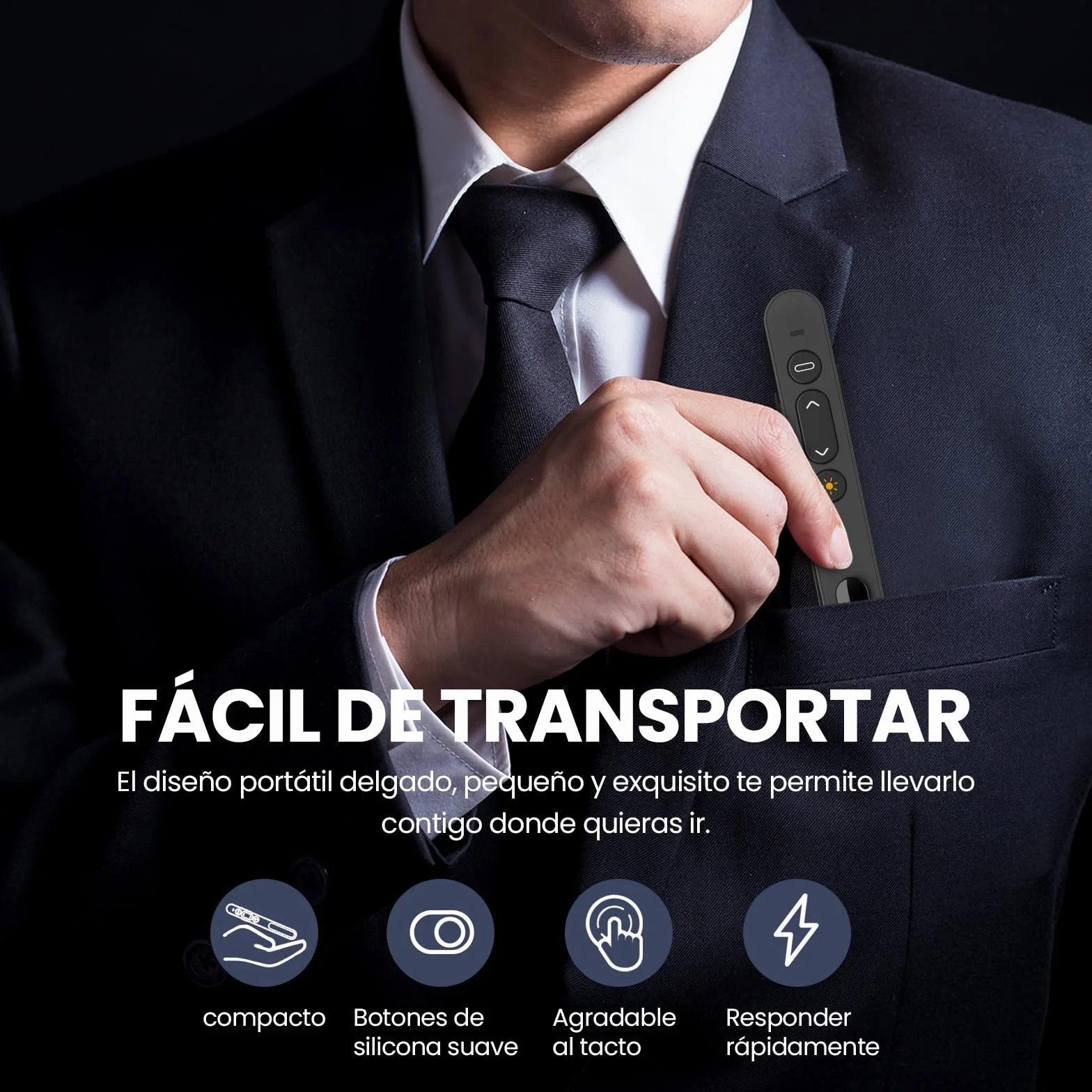 Puntero Presentaciones Remoto para PowerPoint, Keynote, Google Slides, PDF, MS Word, Plug & Play