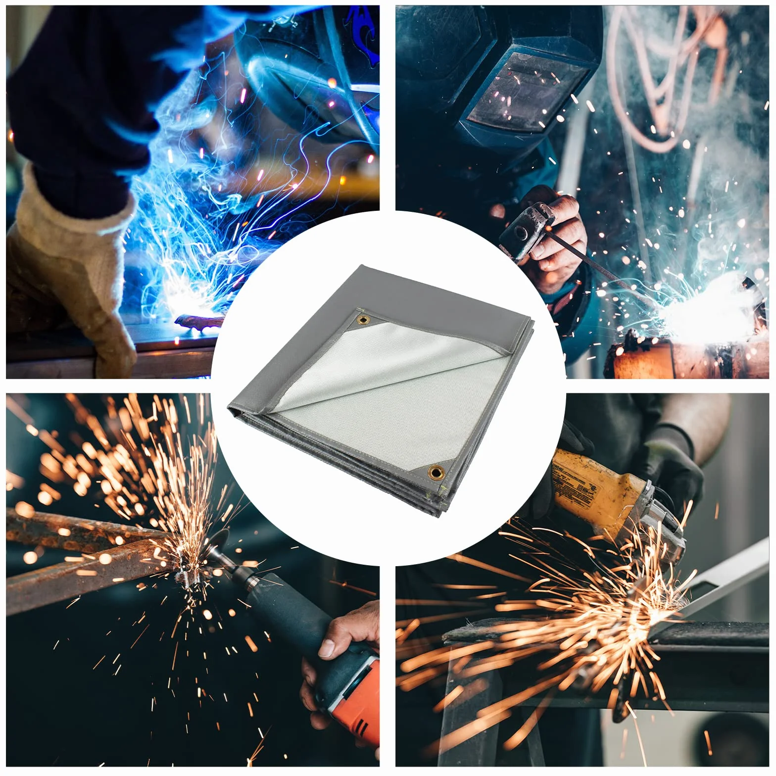 FLASLD Manta de Soldadura Resistente de 122 x 183 cm, Escudo de Soldadura de hasta 2000 °F, Manta térmica aislada para Uso Industrial, Camping, Fumadores y Parrillas