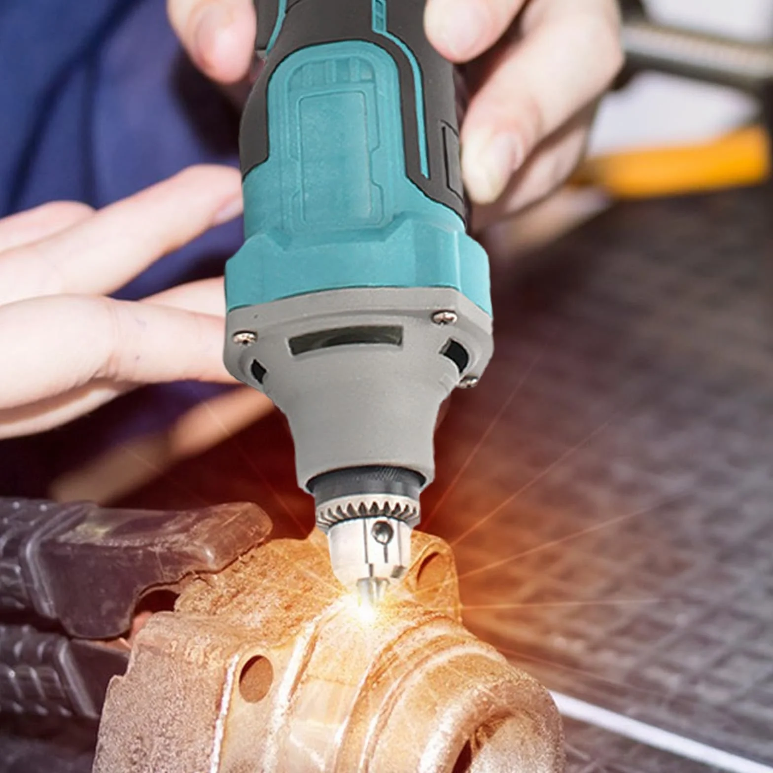 Amoladora Recta, Destornillador Angular Inalámbrico Compatible con Batería Makita de 18 V Minitaladro Multifuncional Para Uso Doméstico Para Grabar Esmerilar Pulir Y Taladrar (Sin Batería)