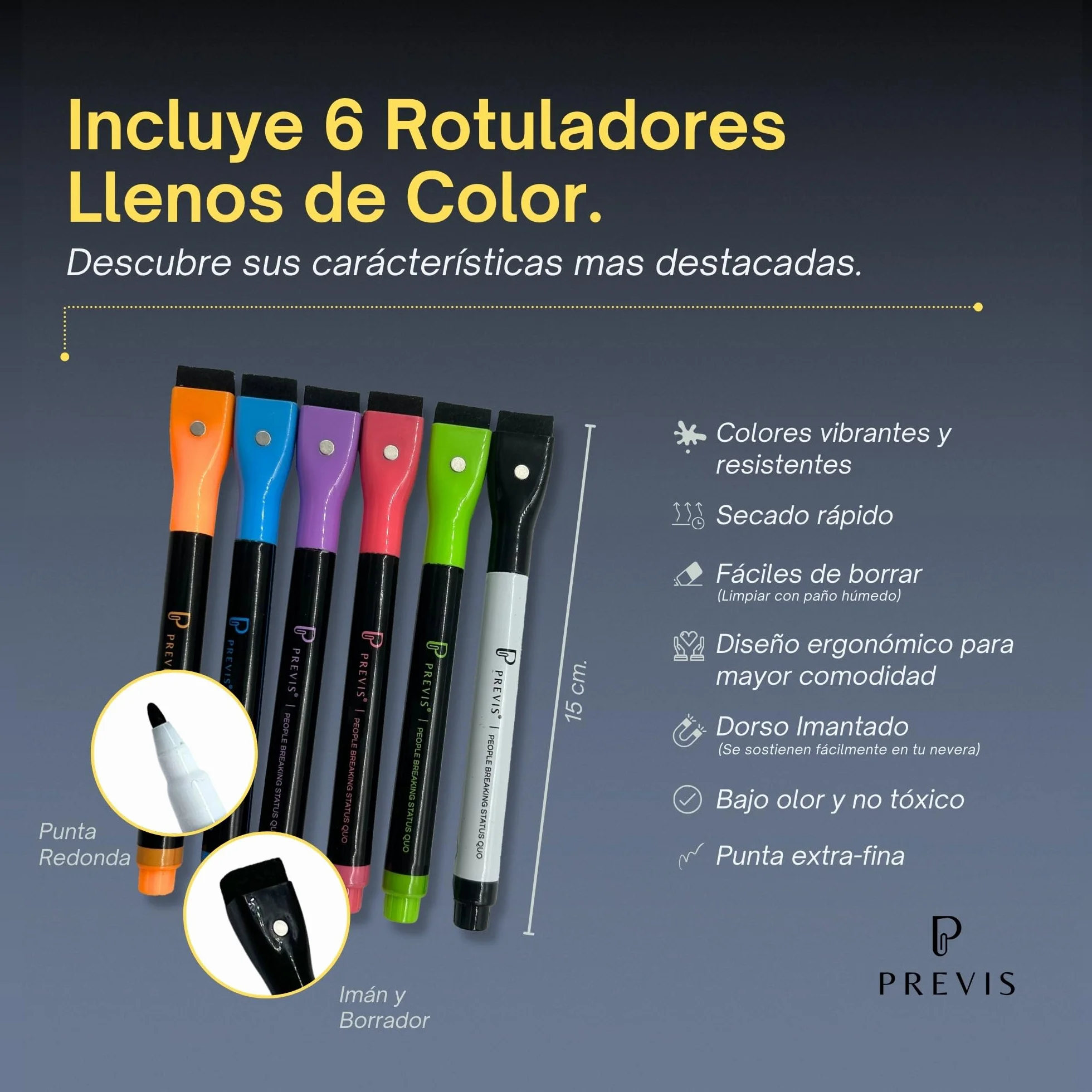 PREVIS Fundas Borrables A4 Tamaño Folio - 10 Unidades + 6 Rotuladores con Borrador