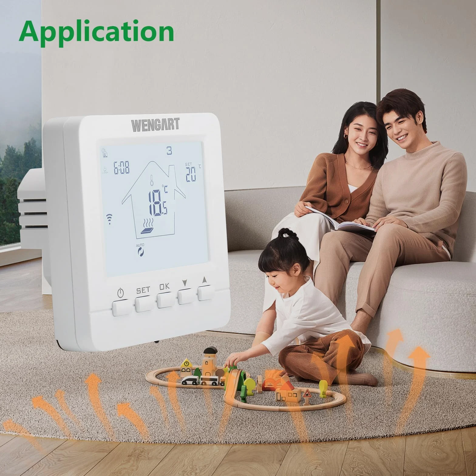 Wengart Termostato WiFi Inteligente para Suelo Radiante por Agua (3A),Modo Frío y Calor Conmutable,Compatible con Alexa/Google Home,App Tuya/Smart Life,Caja Redonda 60mm, Detección de Ventana Abierta